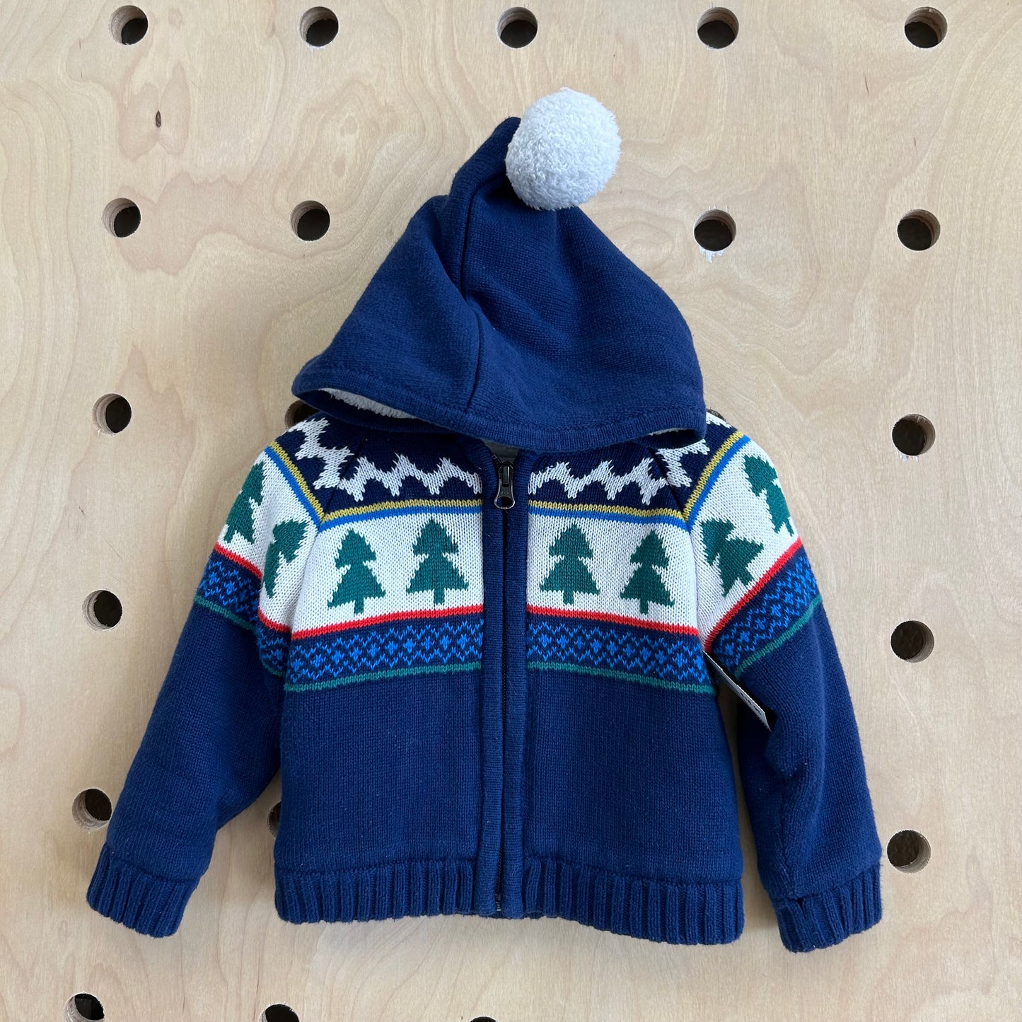 Holiday Tree Lined Knit Zip Hoodie