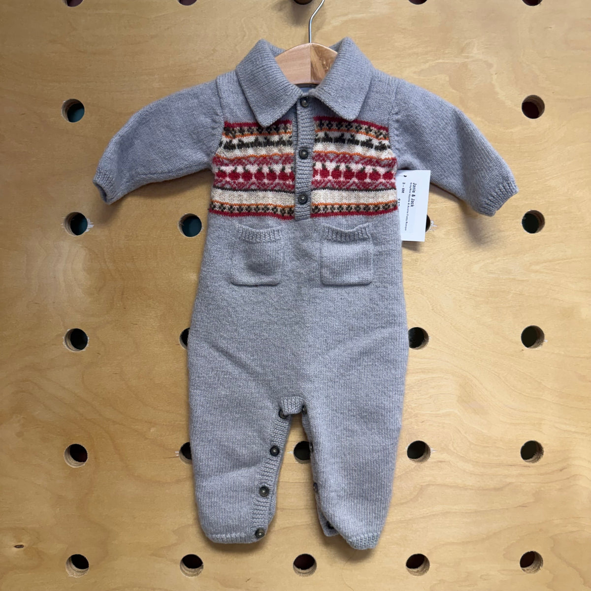 Grey/Red Apples & Acorns Fuzzy Romper