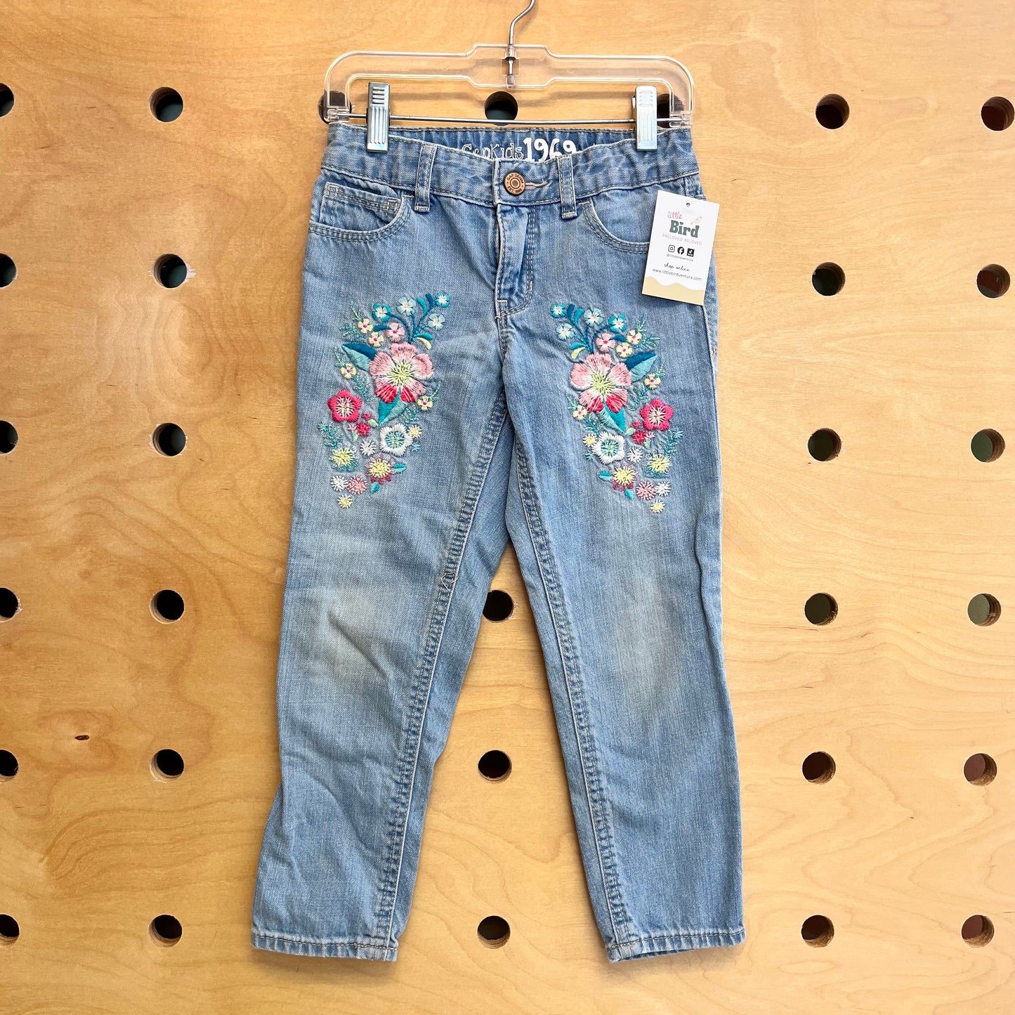 Embroidered Floral Denim