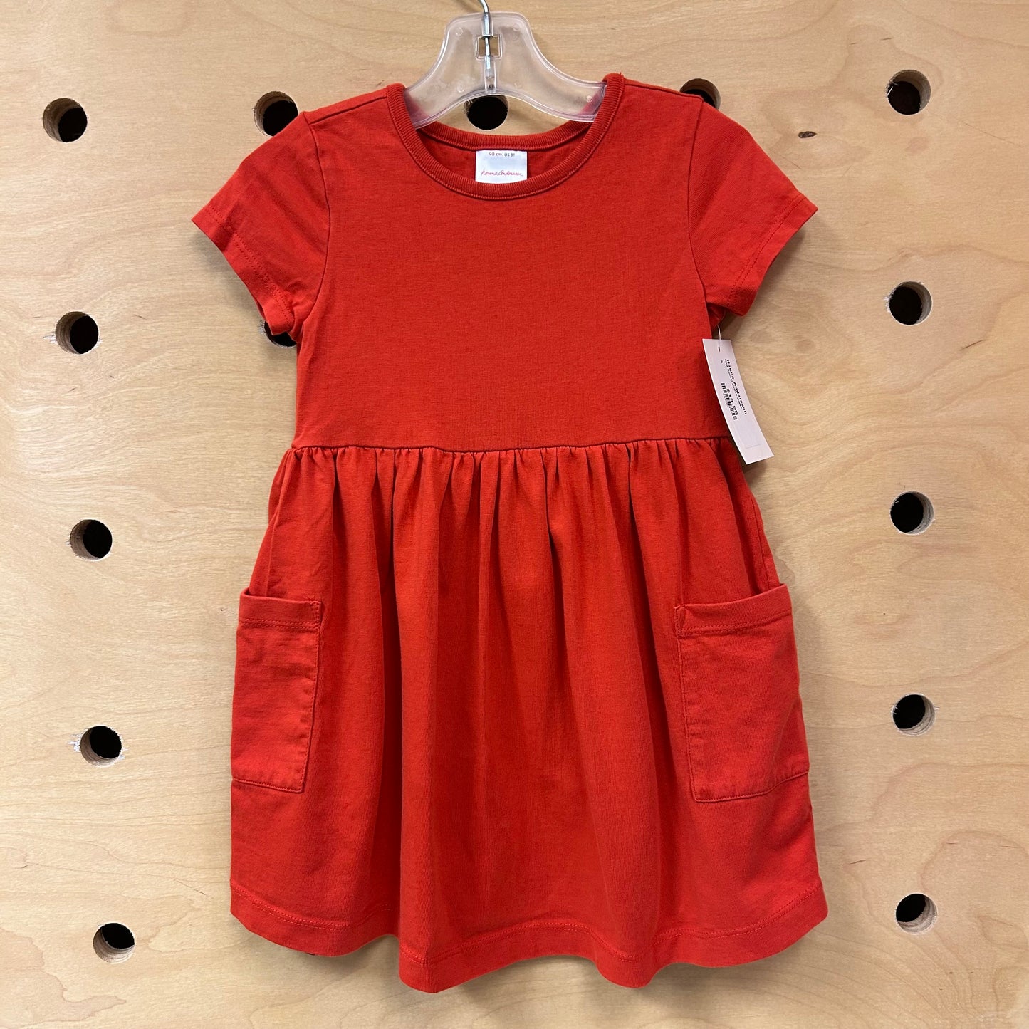Red Pocket Cotton Dress