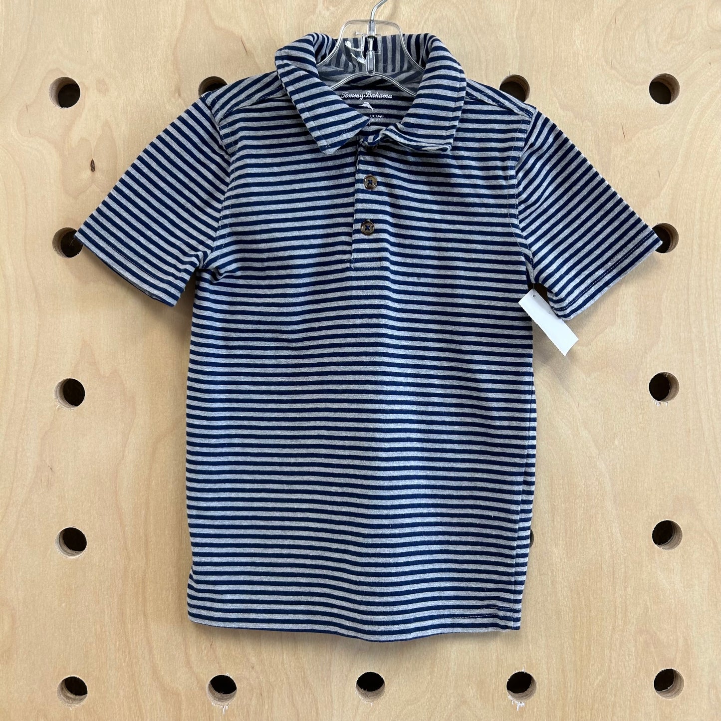 Blue & Grey Striped Polo