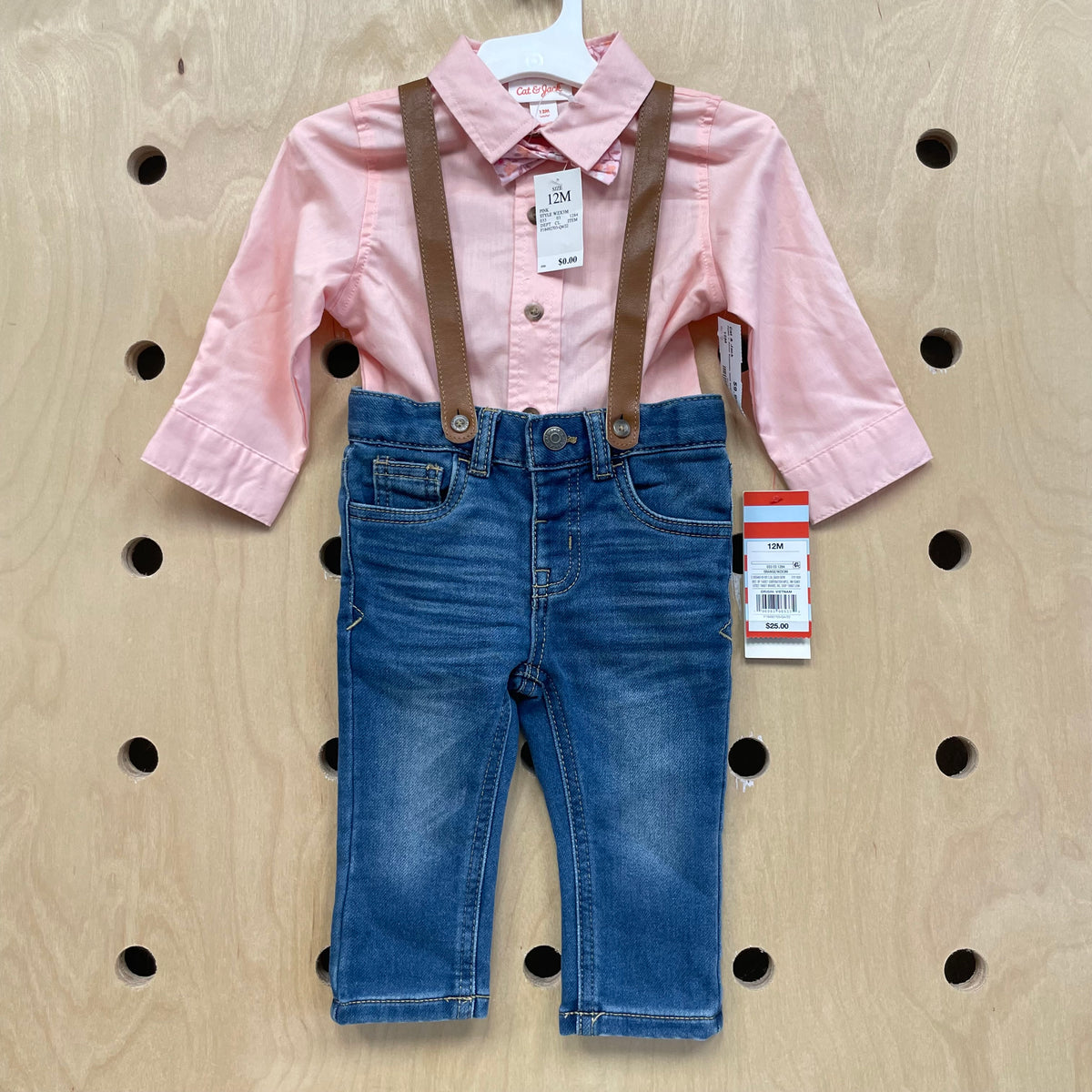 Peach + Denim Suspender Outfit NEW!