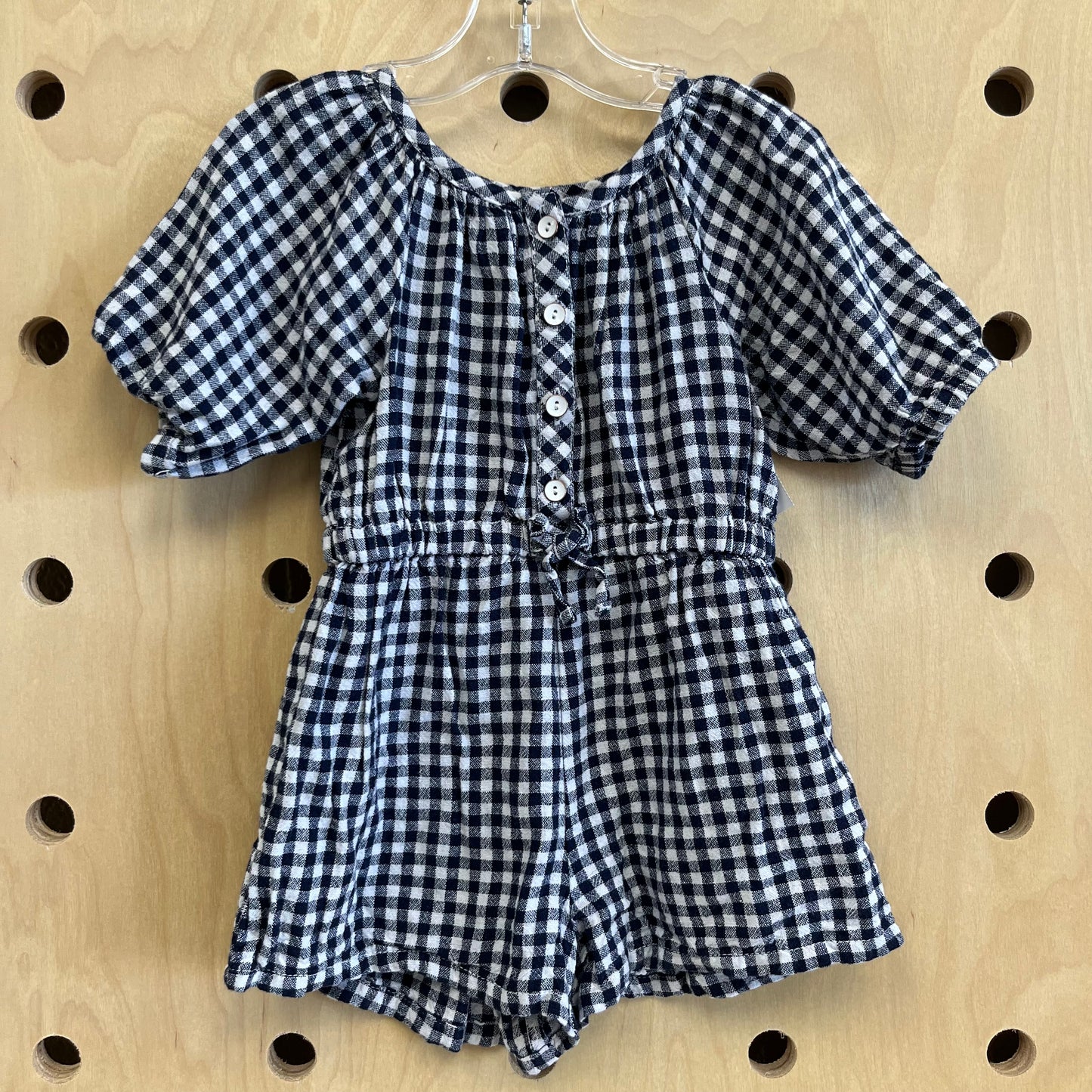 Blue & White Gingham Romper