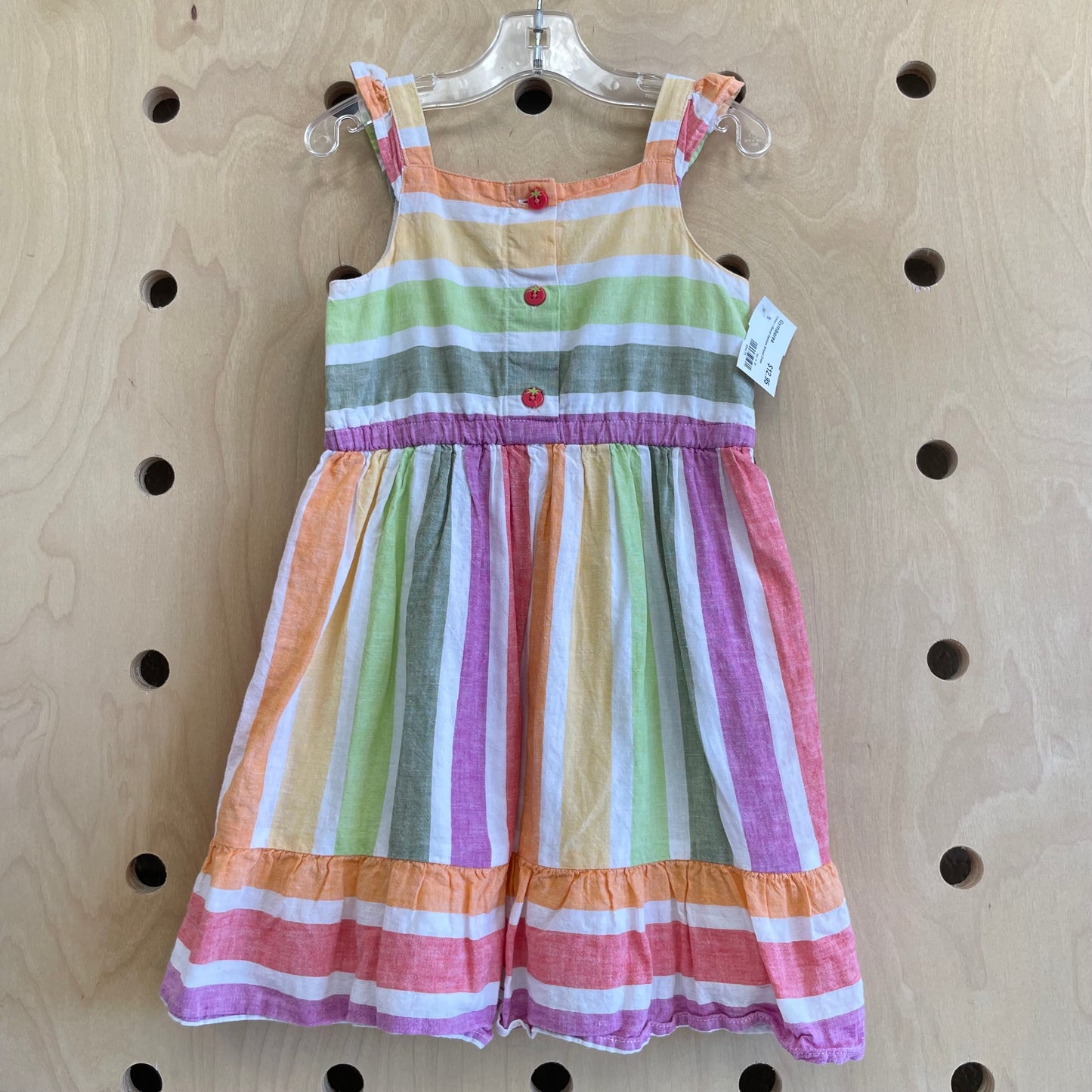 Linen-Blend Rainbow Striped Dress