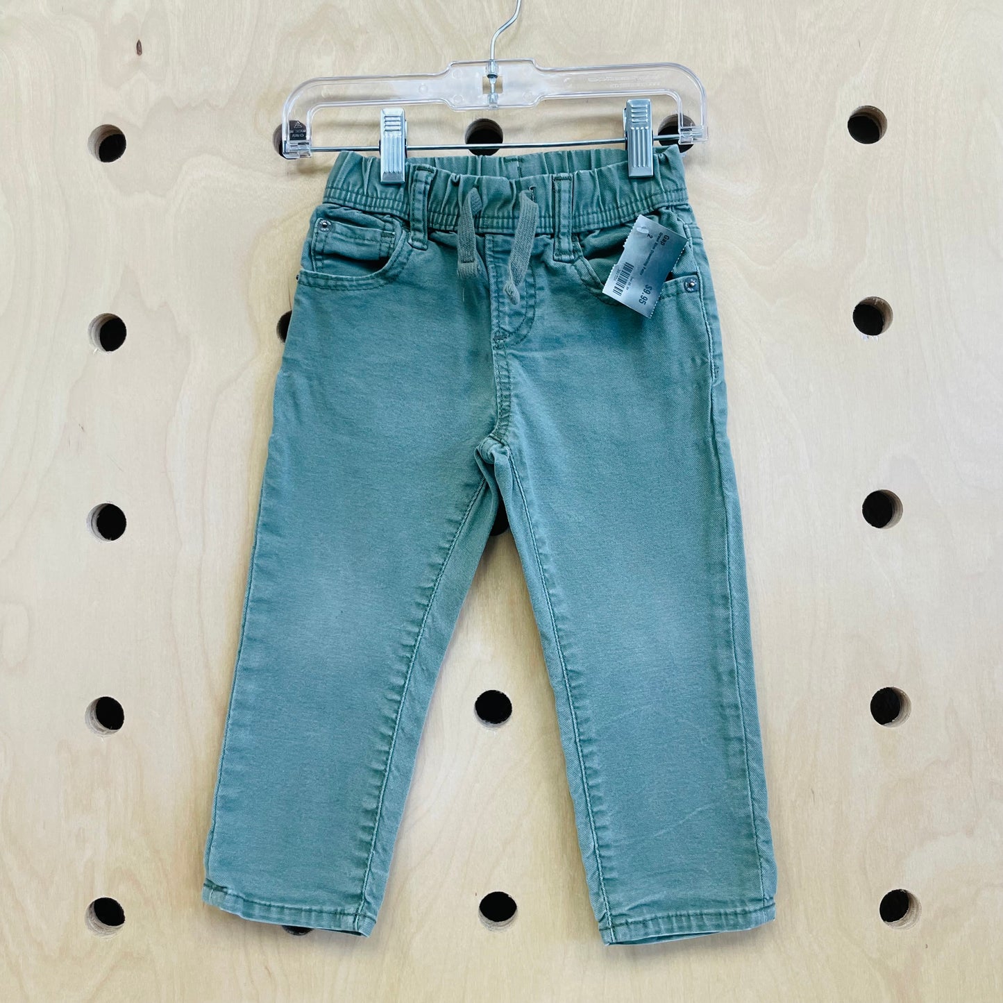 Green Slim Drawstring Pants