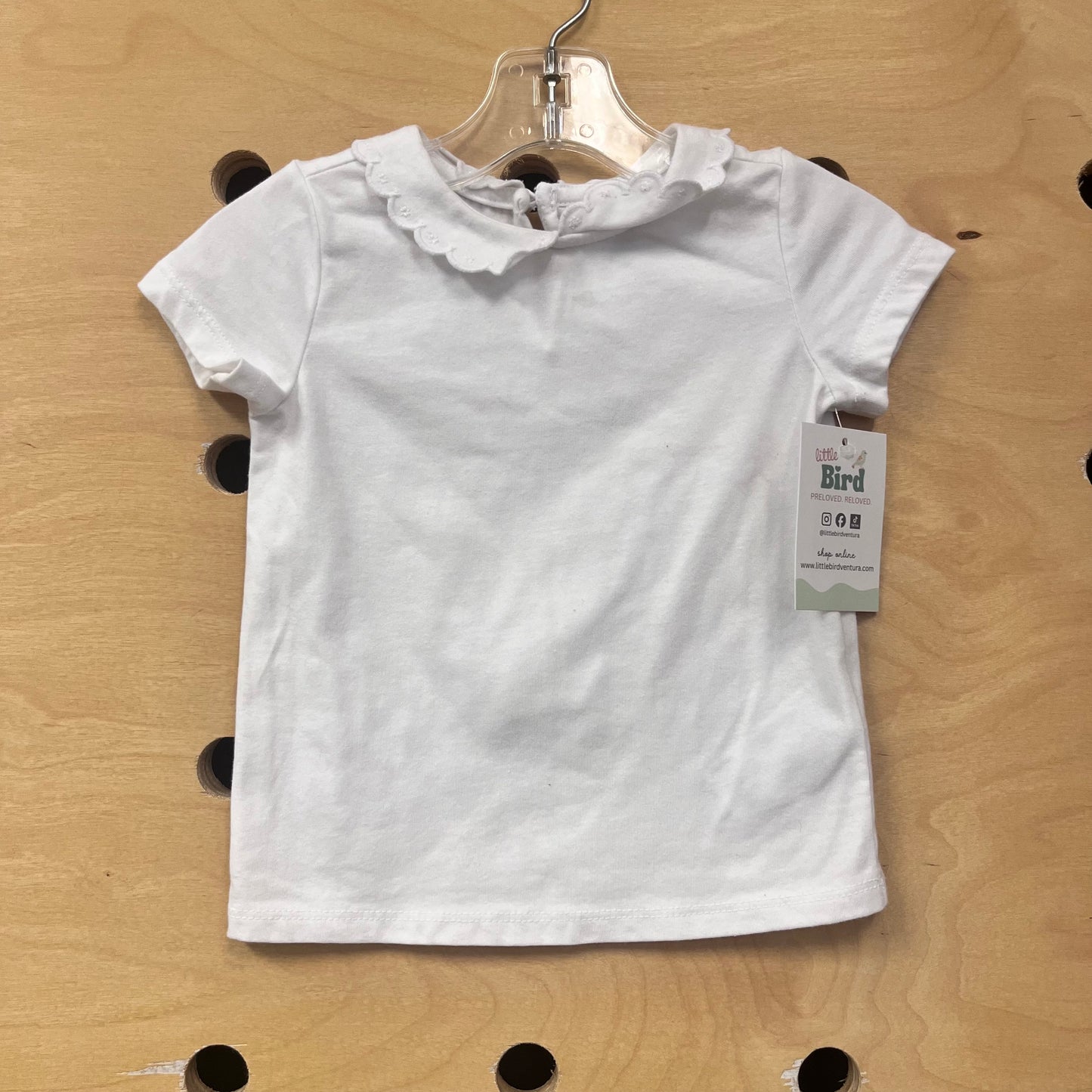 White Scalloped Collar Top