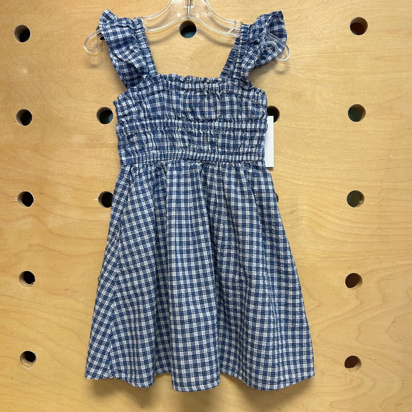 Blue/White Plaid Smocked Dress