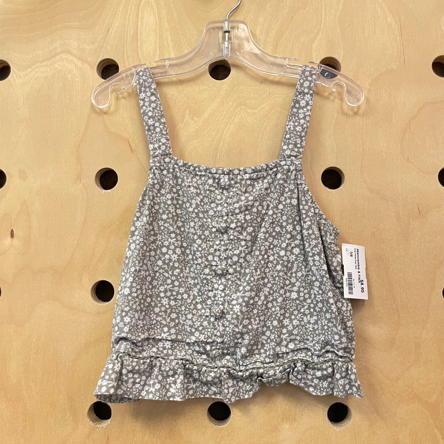 Grey Floral Crop Tank