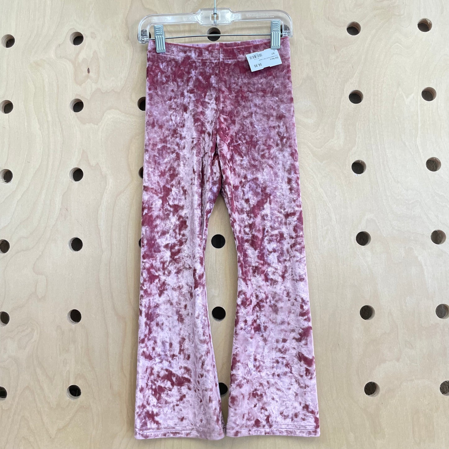 Pink Crushed Velvet Flare Leggigs