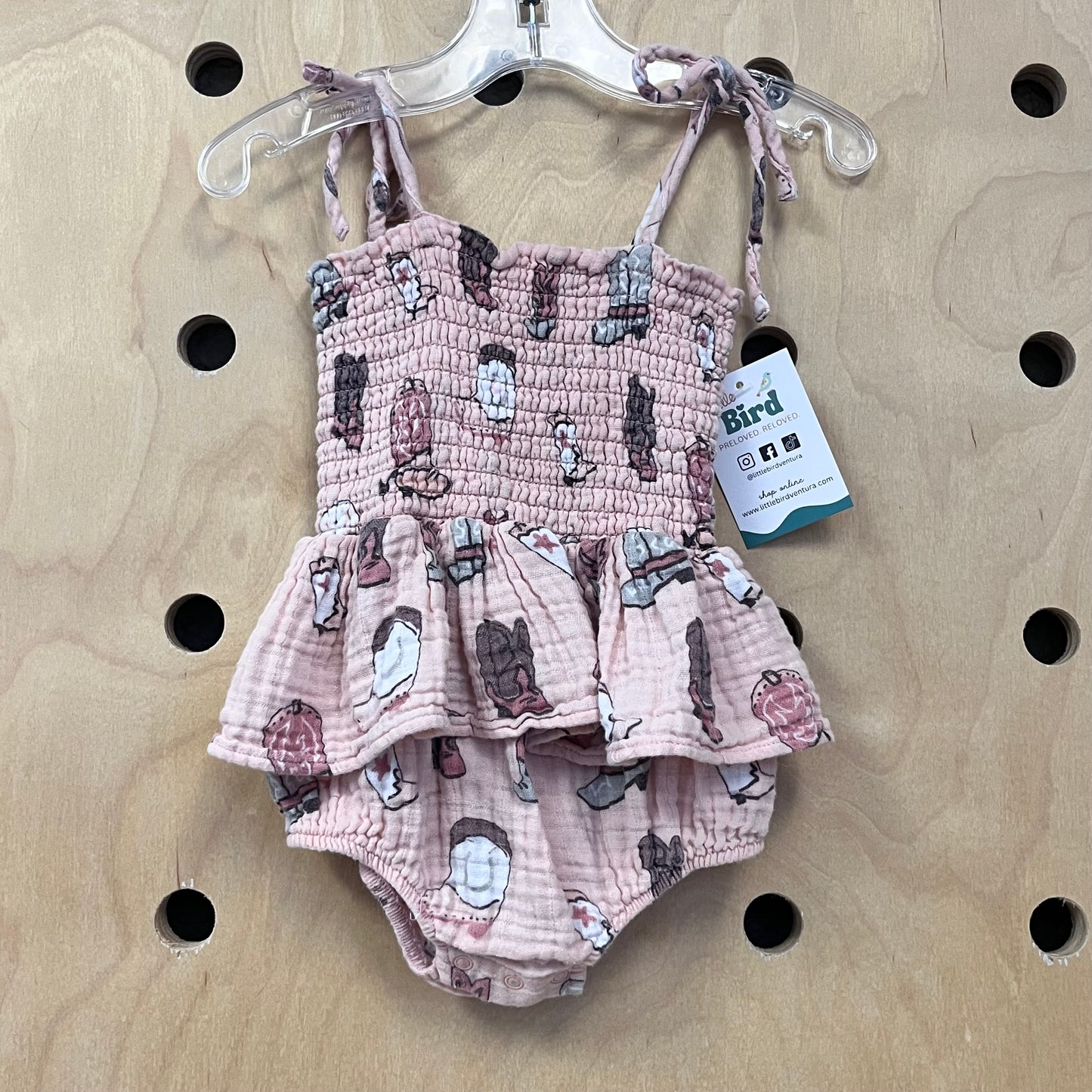 Pink Cowboots Gauze Romper