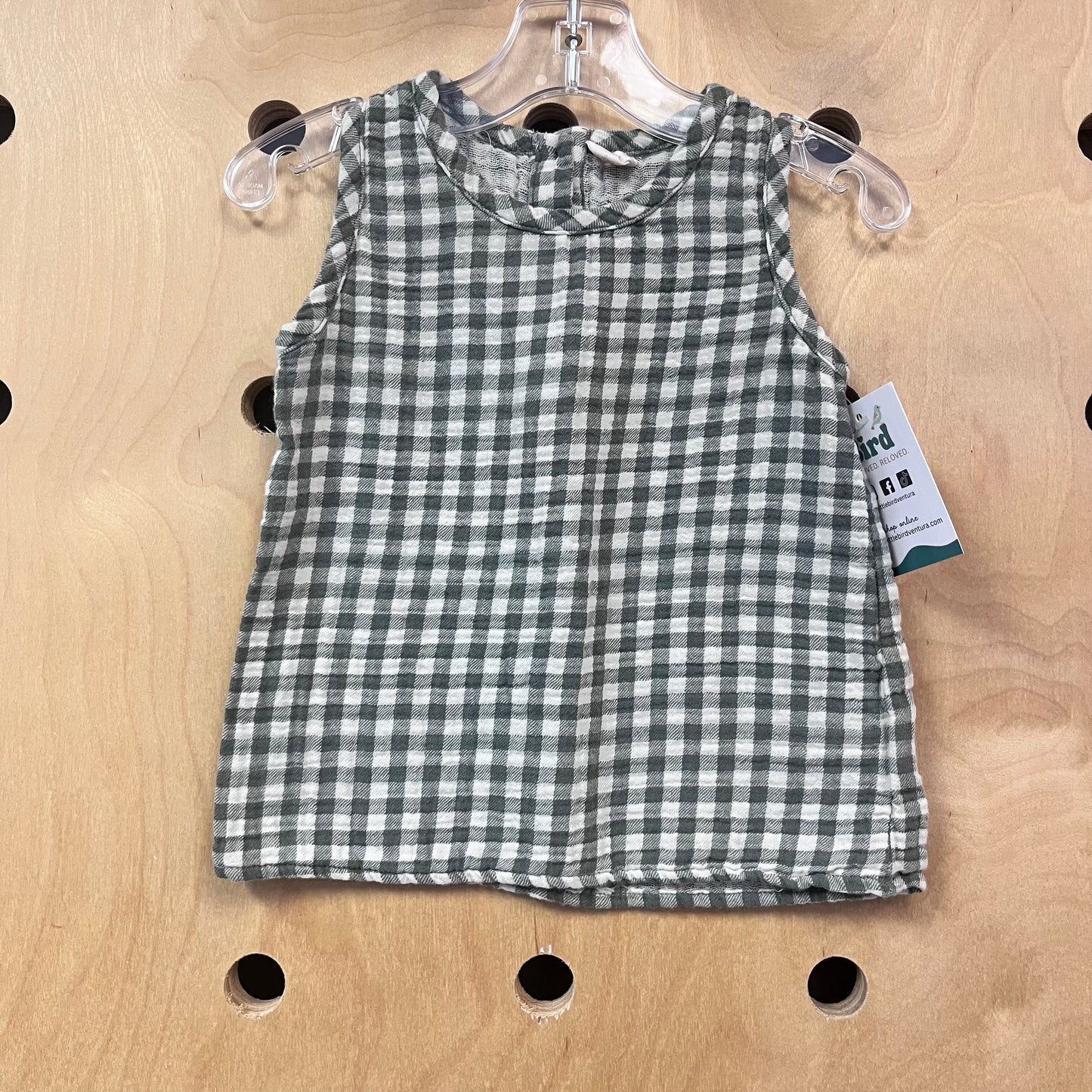 Sage Gingham Organic Tank