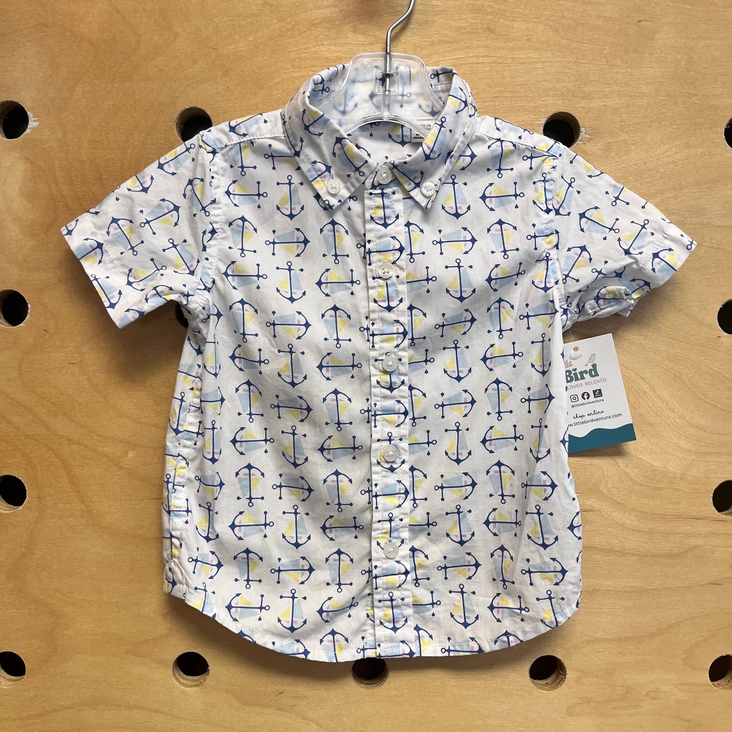 White/Blue Anchor Button Up
