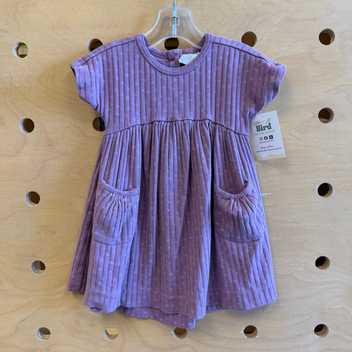 Organic Purple Polka Dot Ribbed Dress