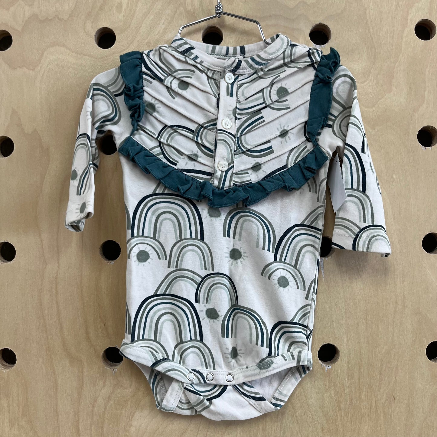 Teal Sun & Rainbows Romper