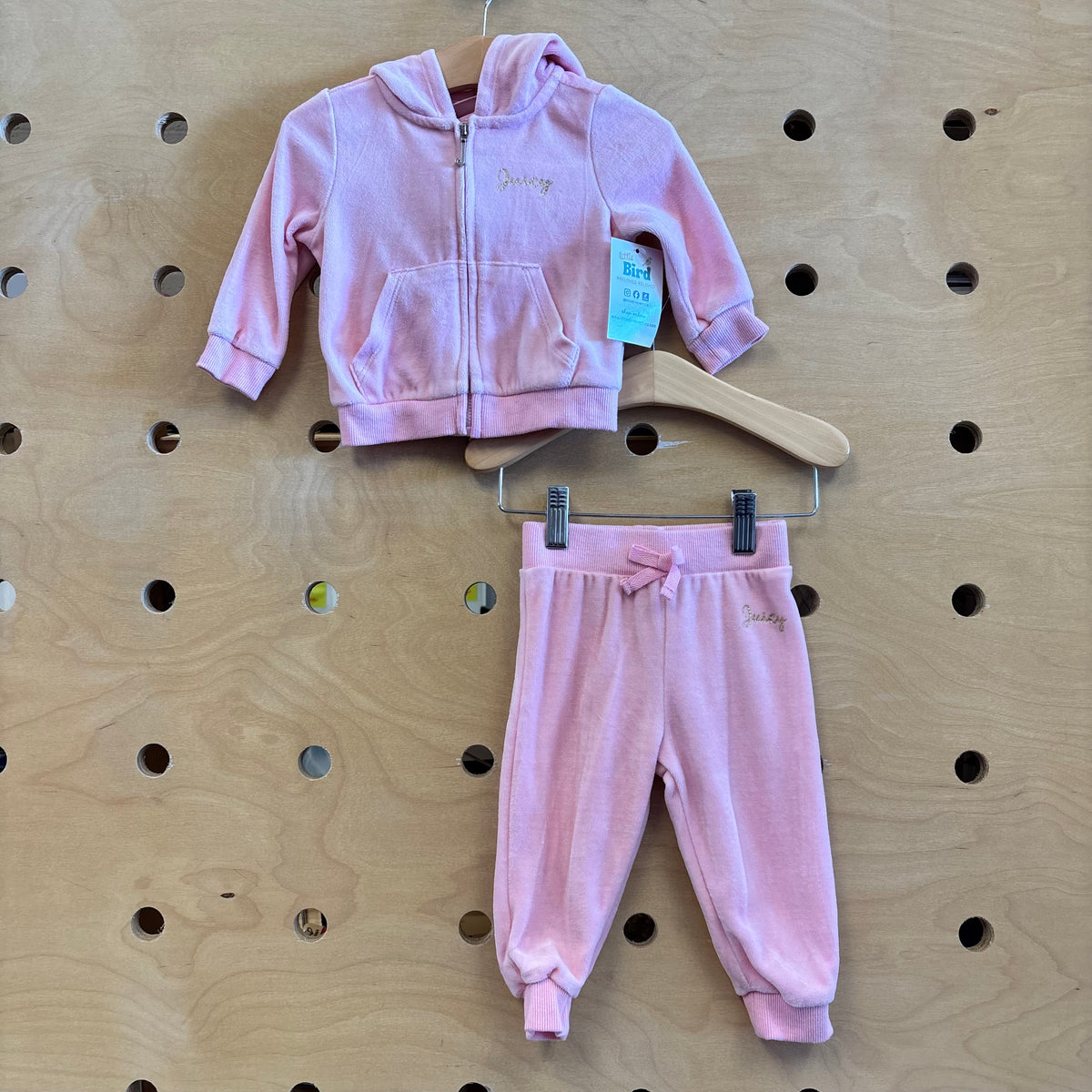 Pink Velour Zip Hoodie+Joggers