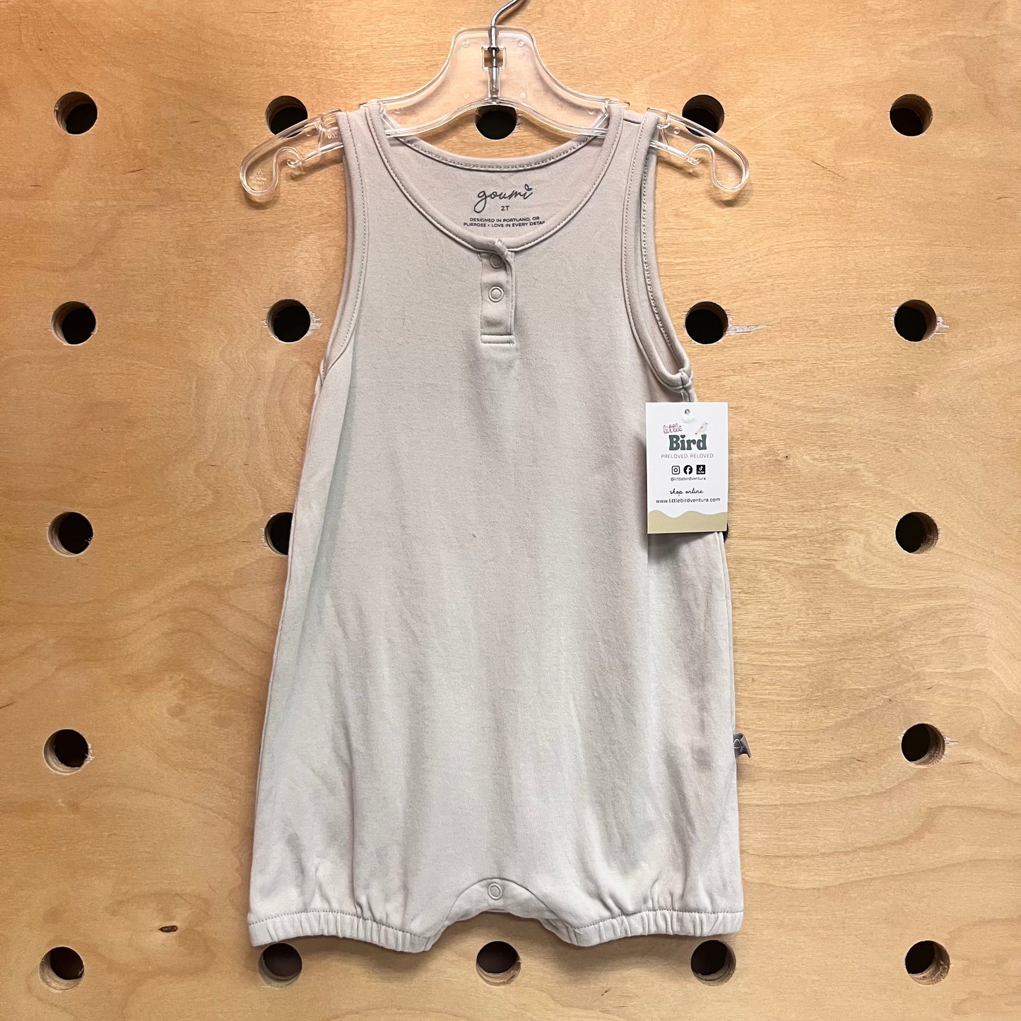Organic Beige Snap Henley Romper