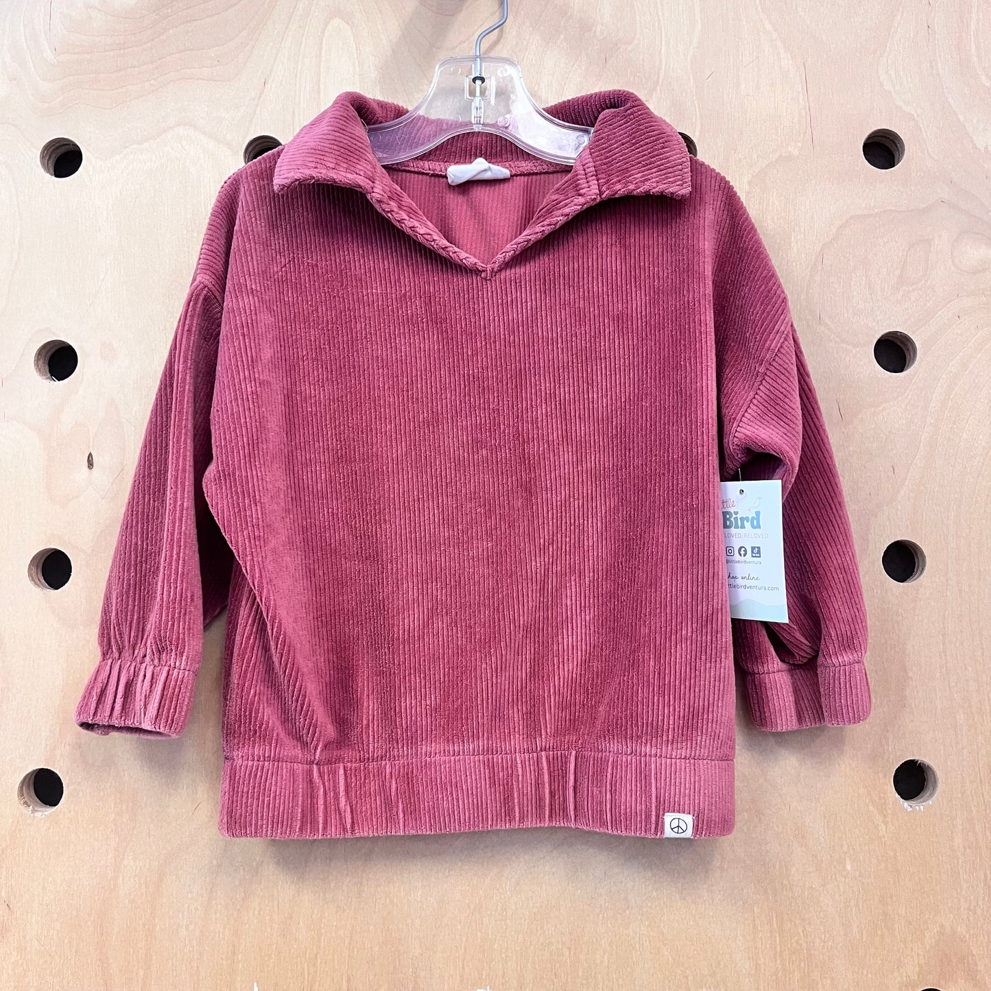 Rust Ribbed Collared Pullover