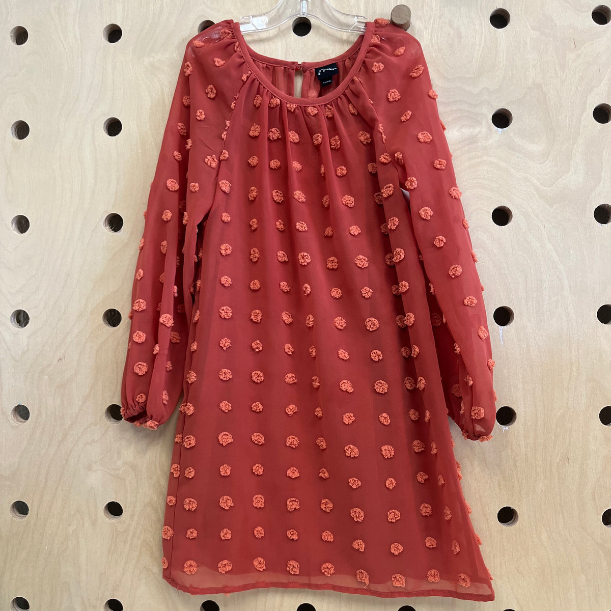 Orange Chiffon Polka Dot Dress
