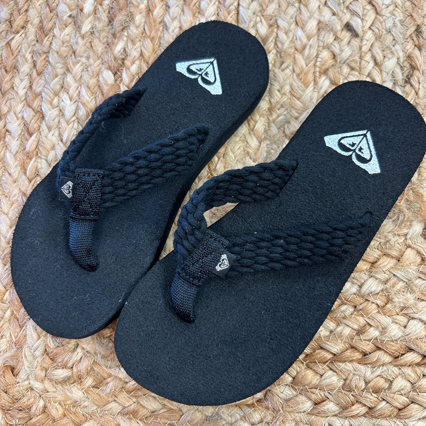 Black Braided Strap Flip Flops