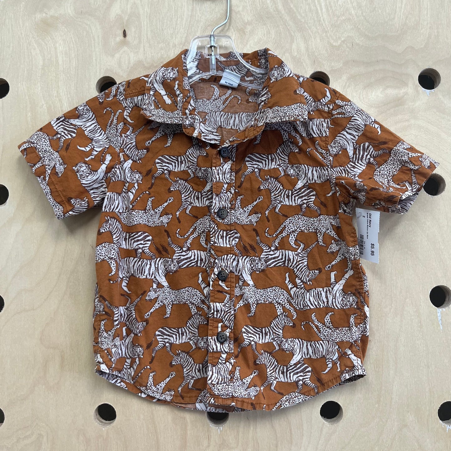 Brown Zebra Button Up Shirt