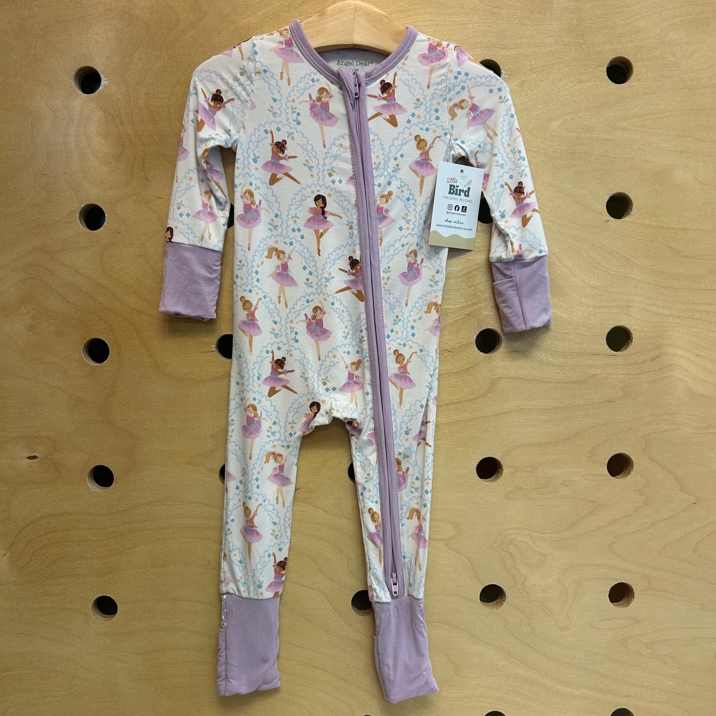 White/Purple Ballerinas Bamboo Zippy