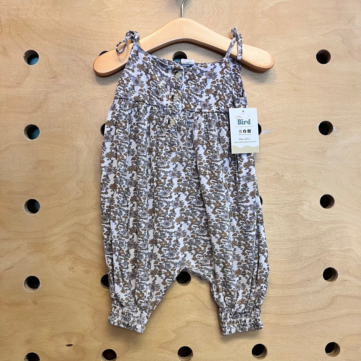 Grey/Tan Floral Bamboo Romper