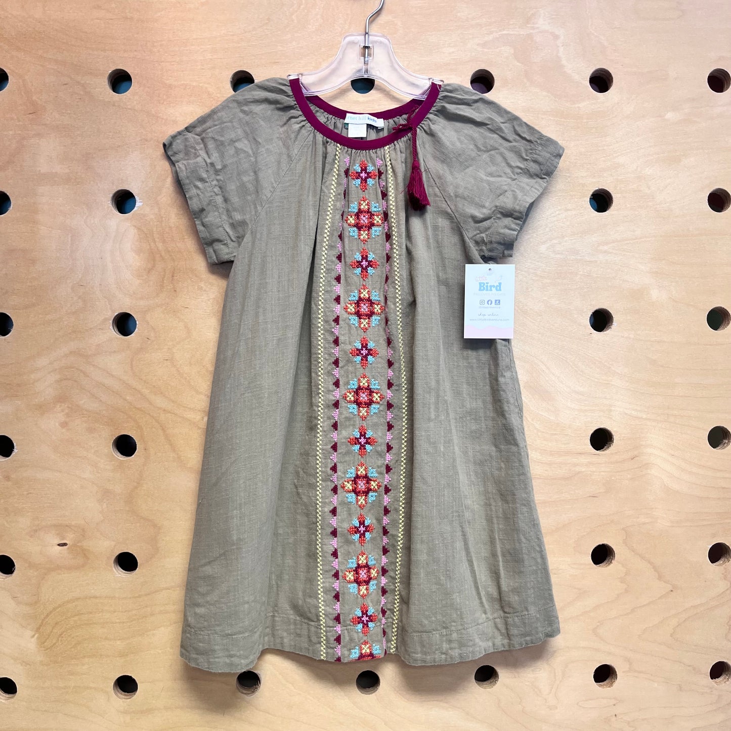Green/Maroon Embroidered Dress