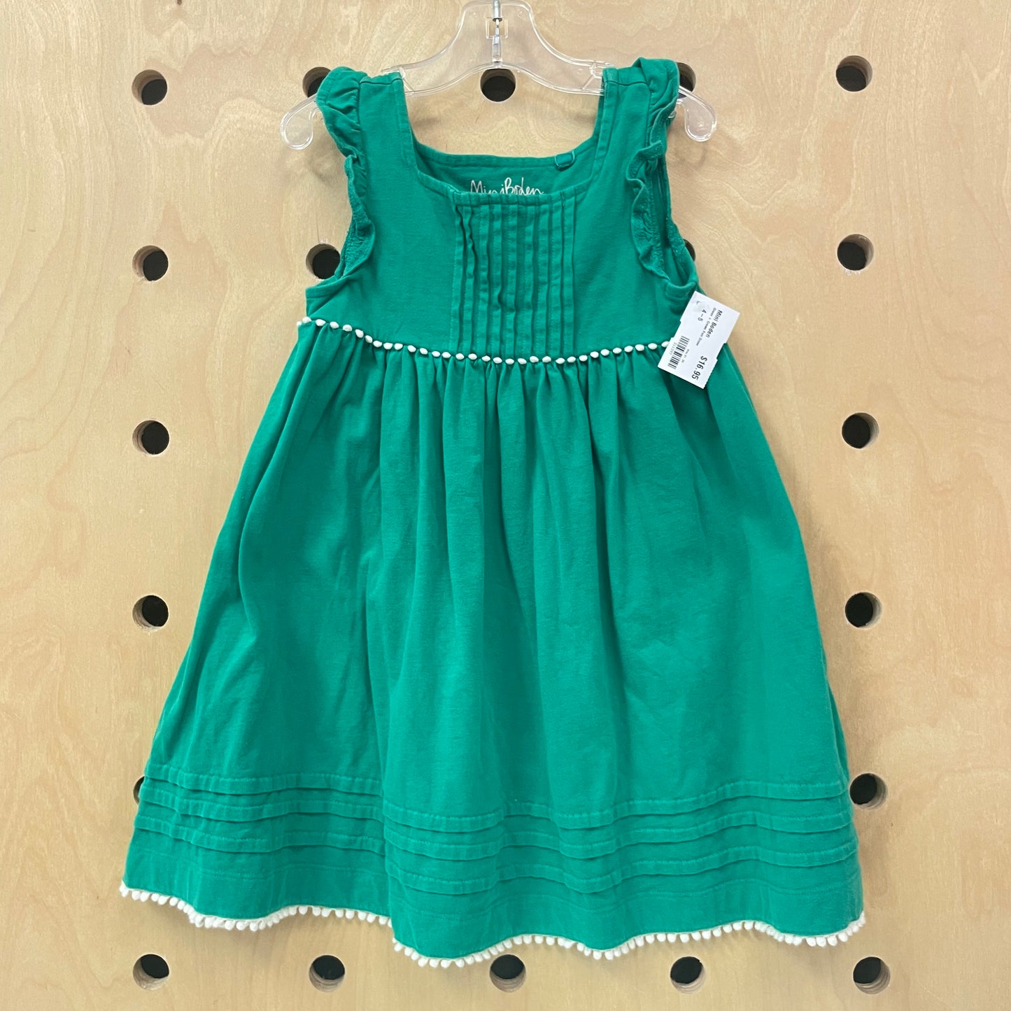 Green + Cream Pom Dress