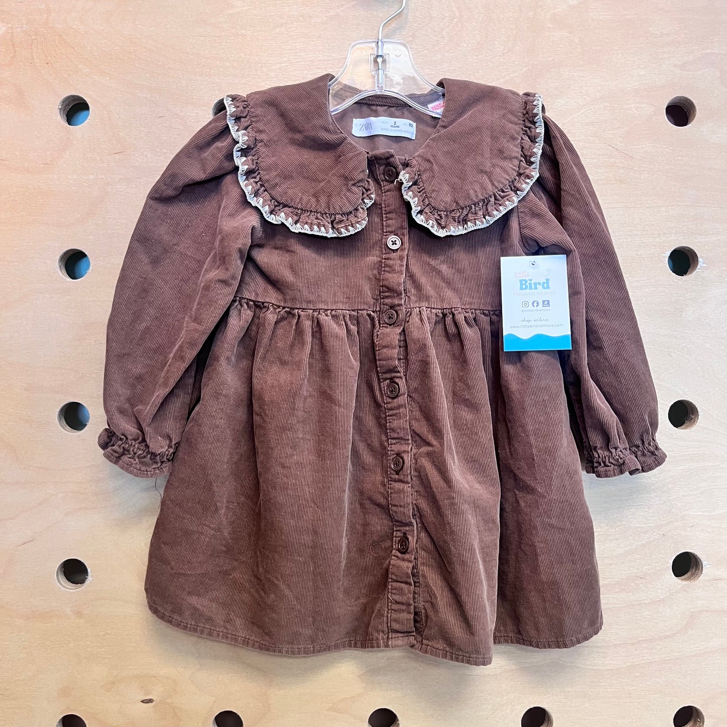 Brown/Tan Collared Cord Dress