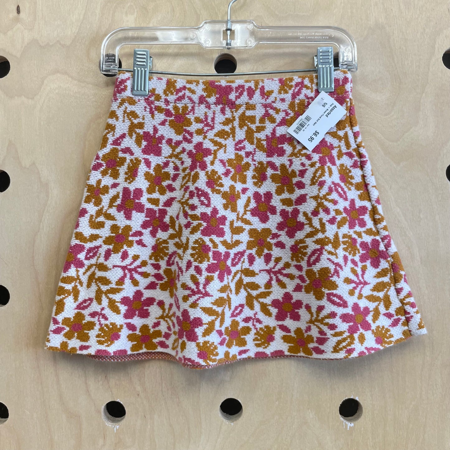Pink + Brown Floral Knit Skirt