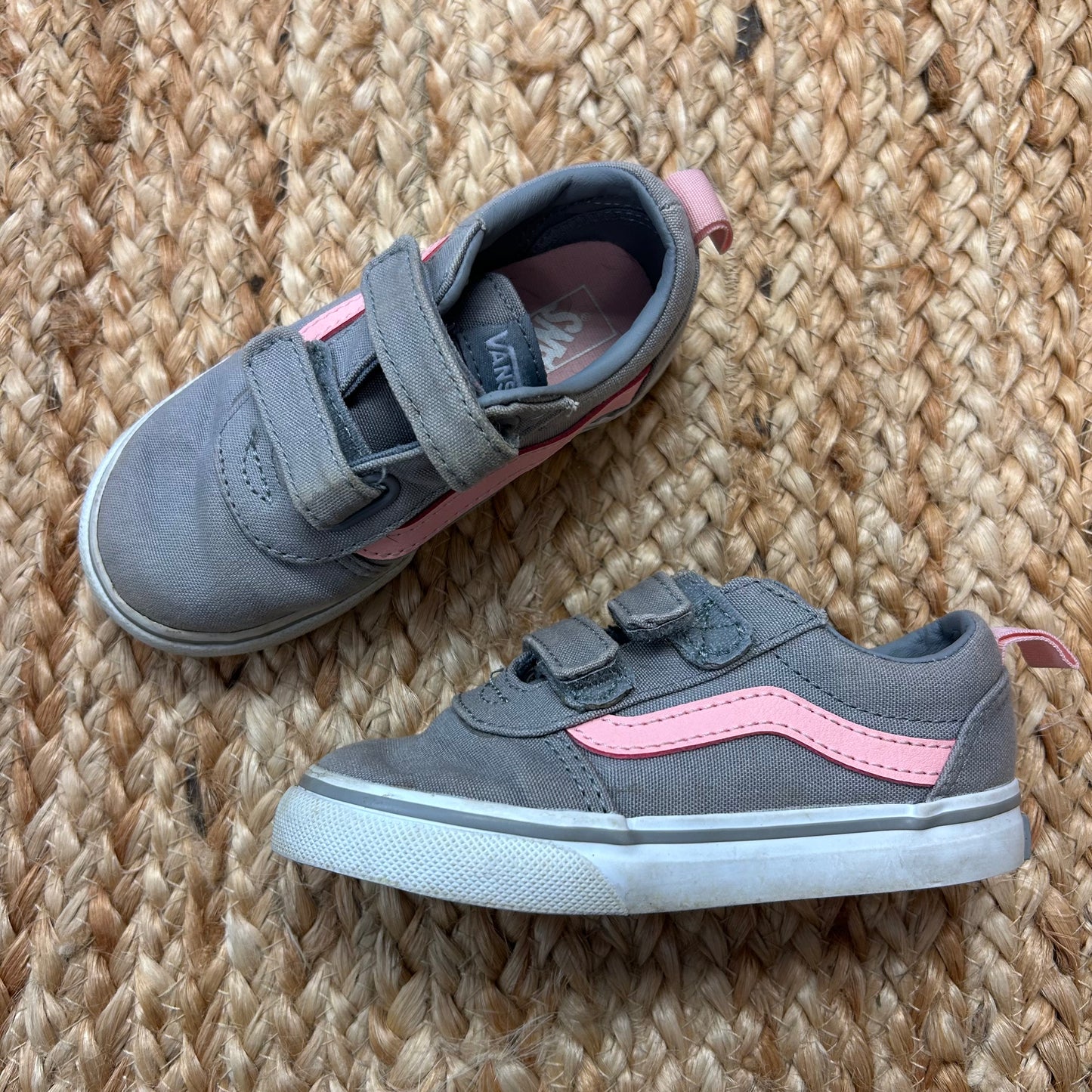 Grey & Pink Velcro Sneakers