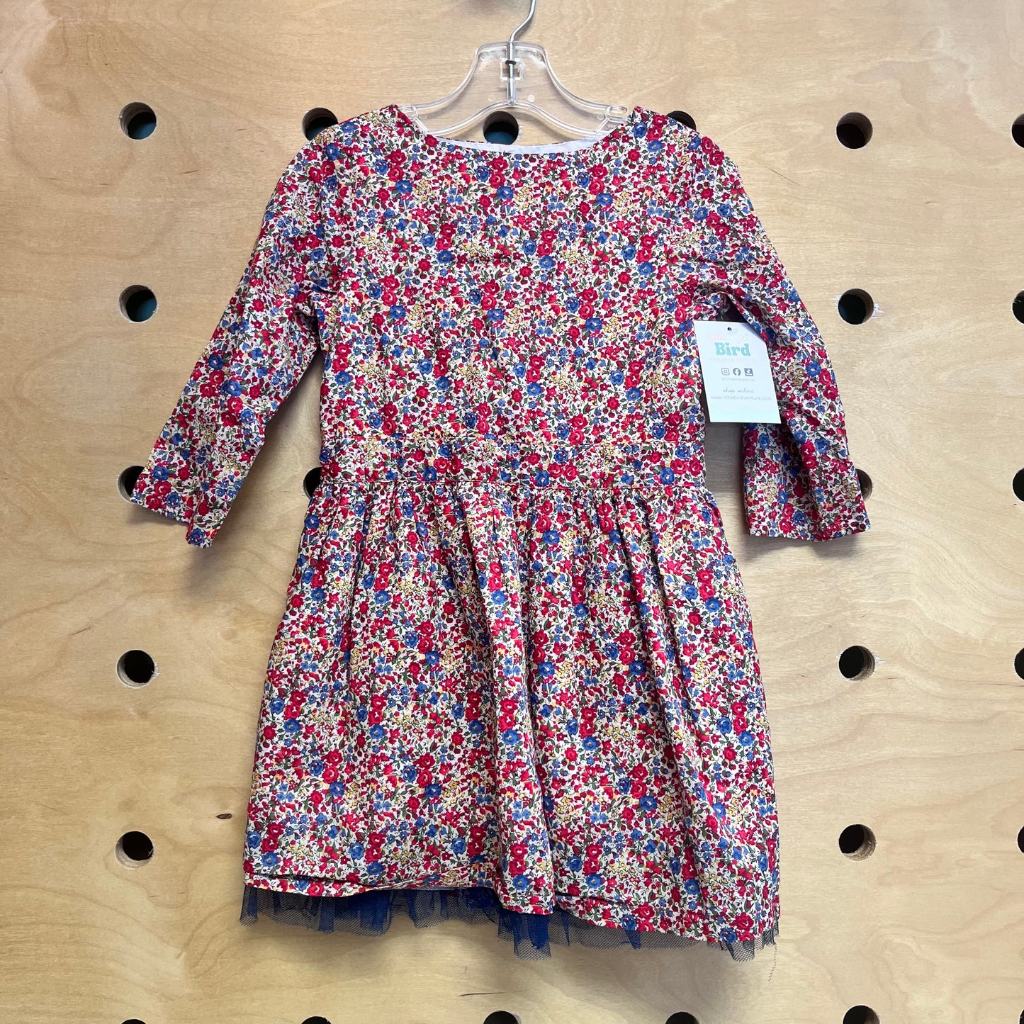 Red Floral Double Lined Dress