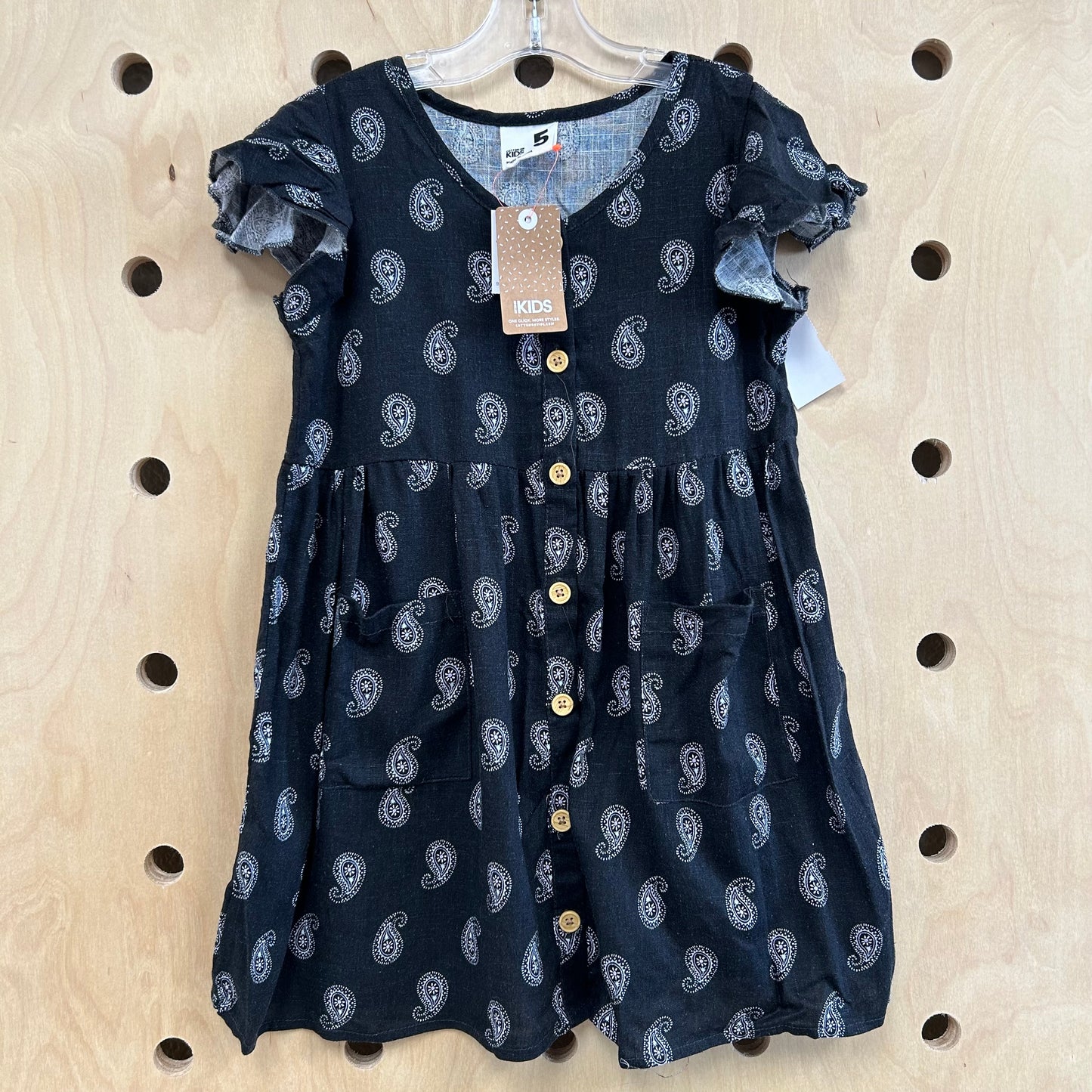Black Paisley Linen Blend Dress NEW!