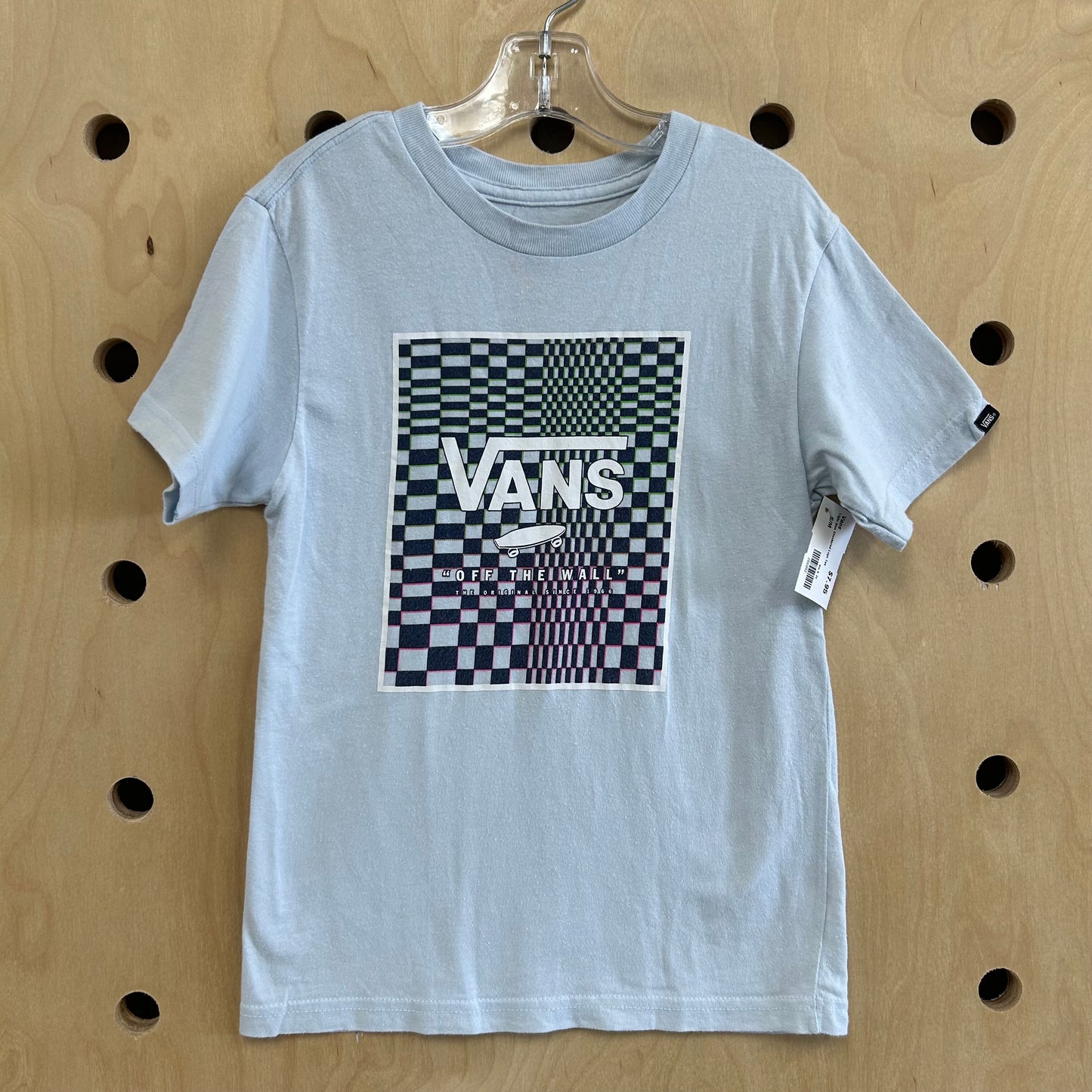 Light Blue Checkered Logo Tee