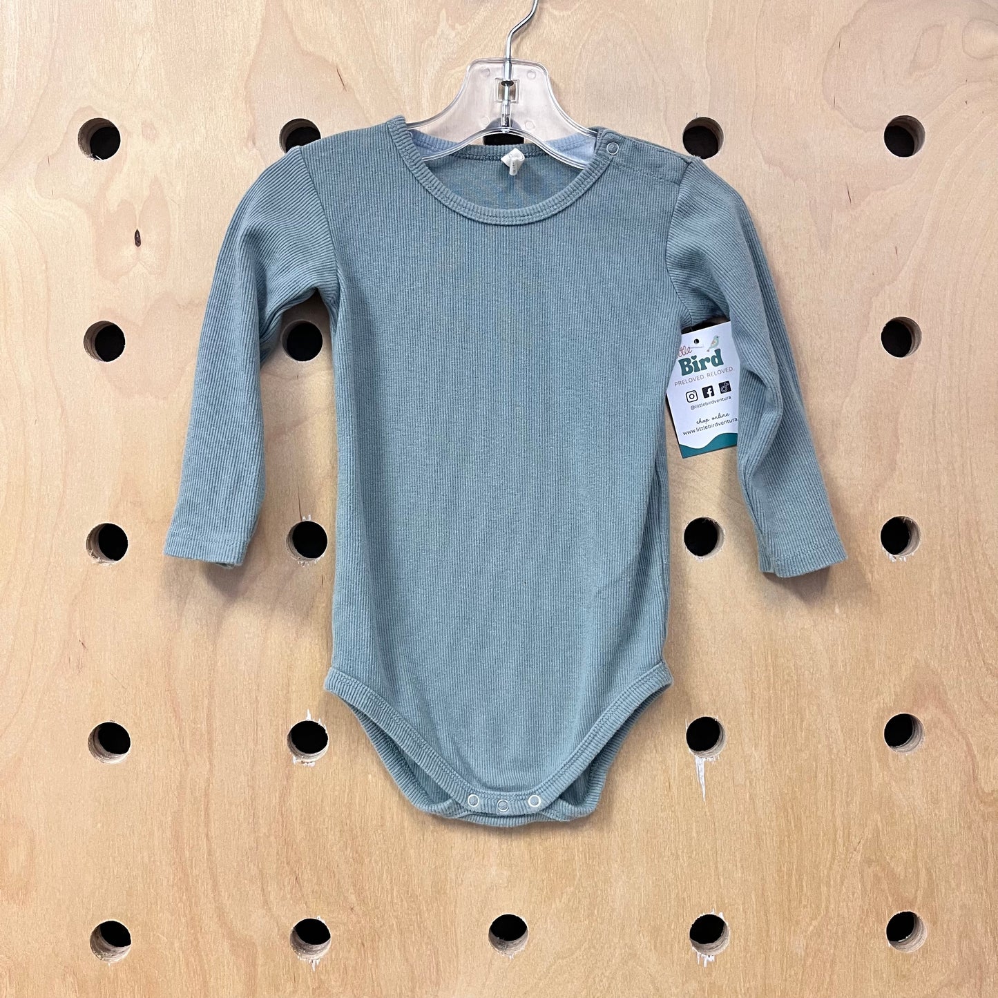 Dusty Blue Organic Ribbed Bodysuit