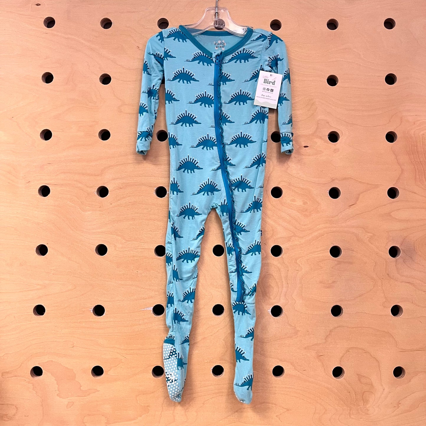 Teal Dinos Bamboo Footies