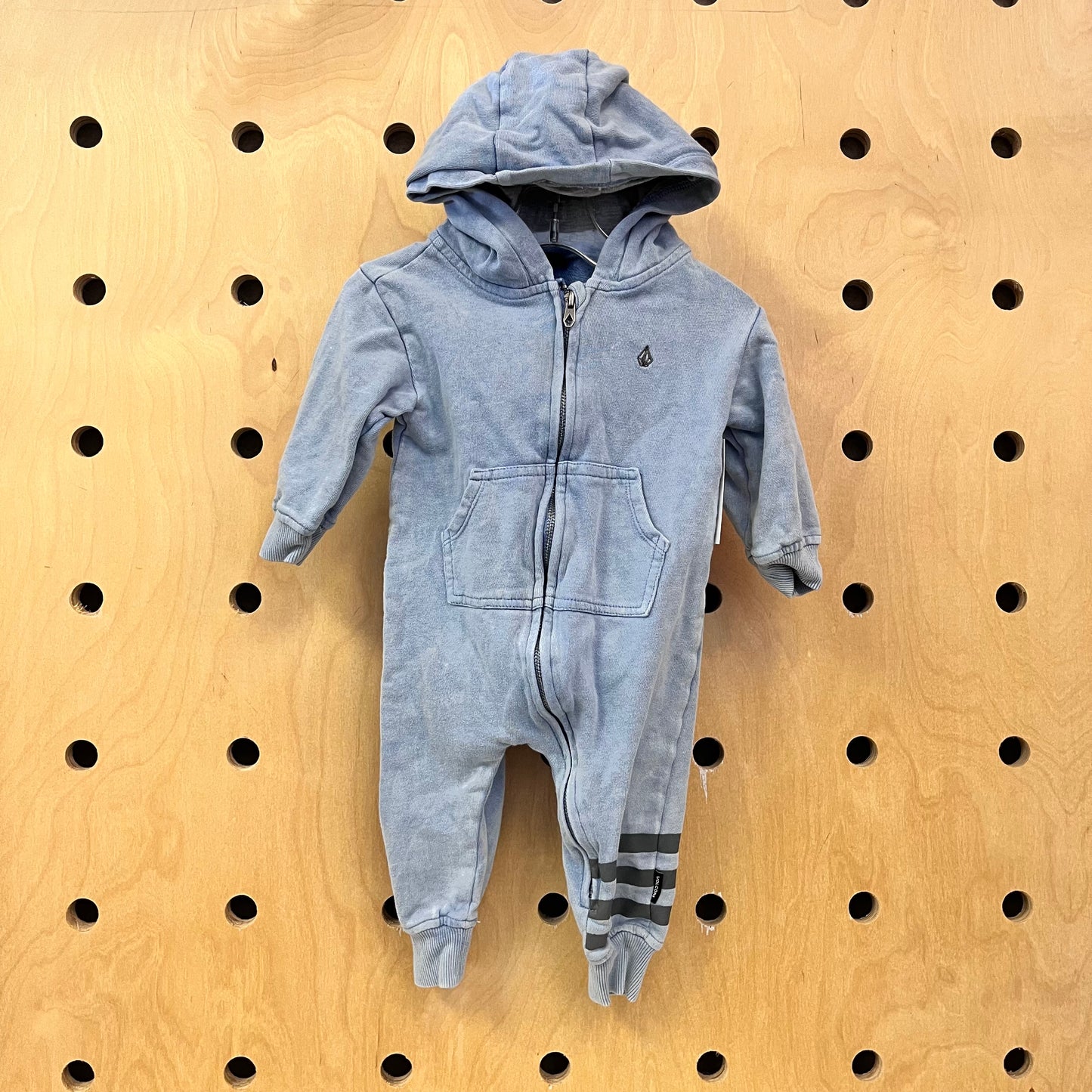 Blue Zip Hooded Romper