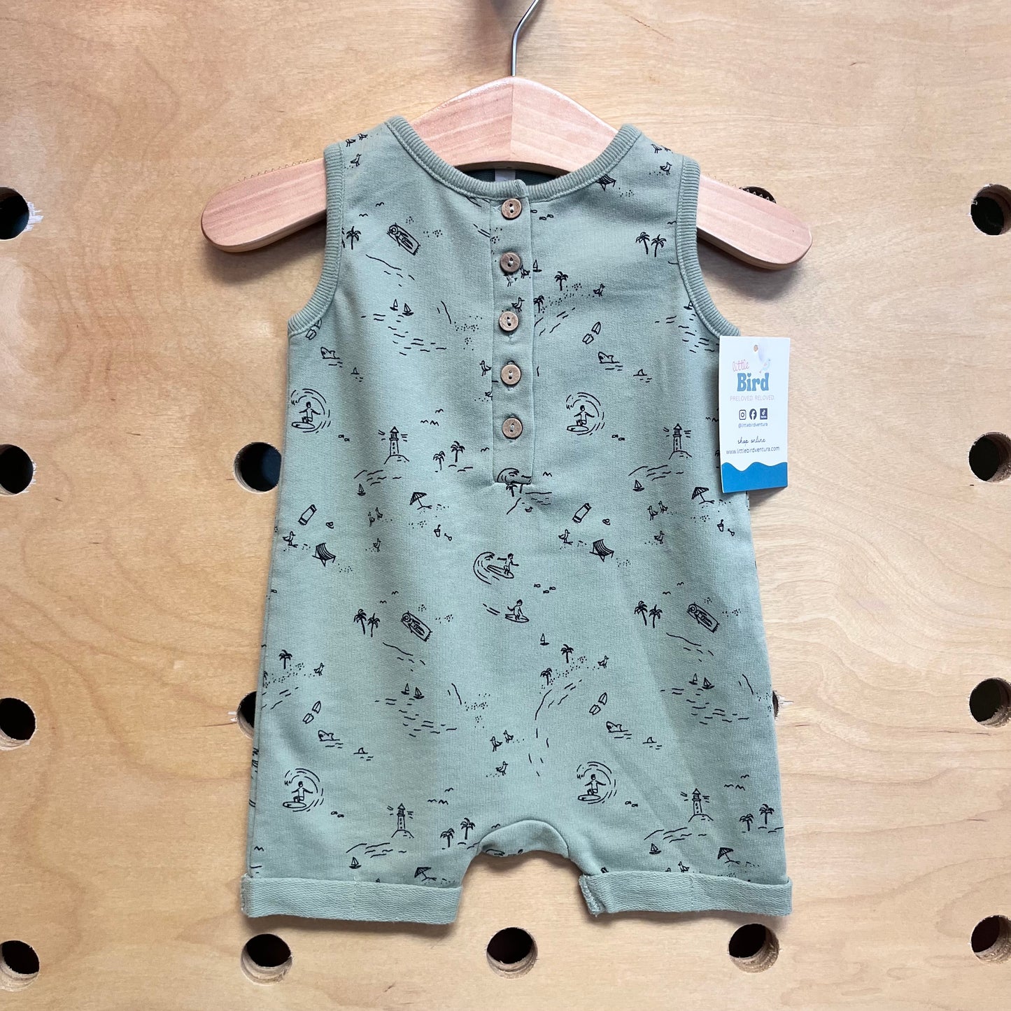 Green Surfing/Palm Trees Romper