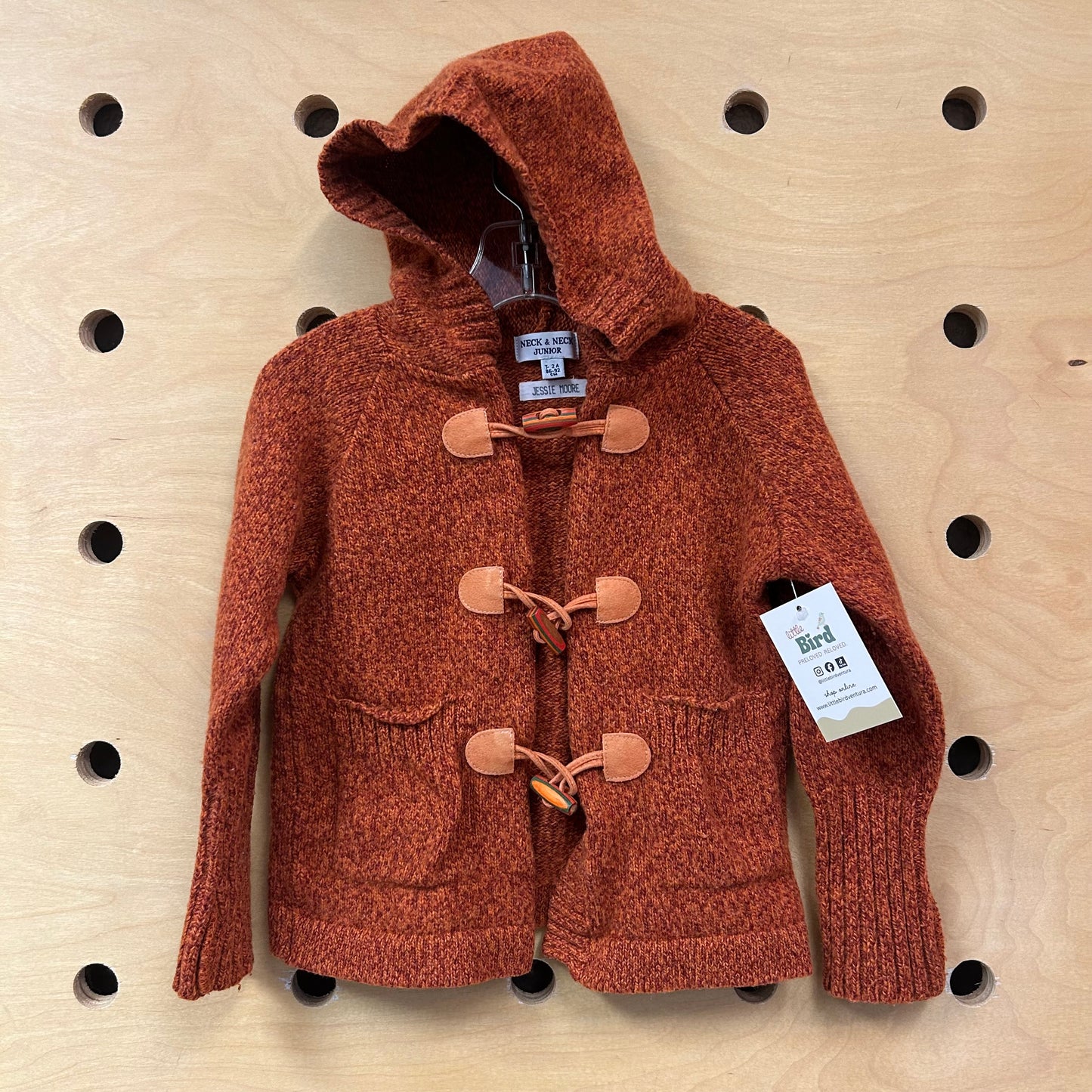 Rust Knit Wood Button Sweater