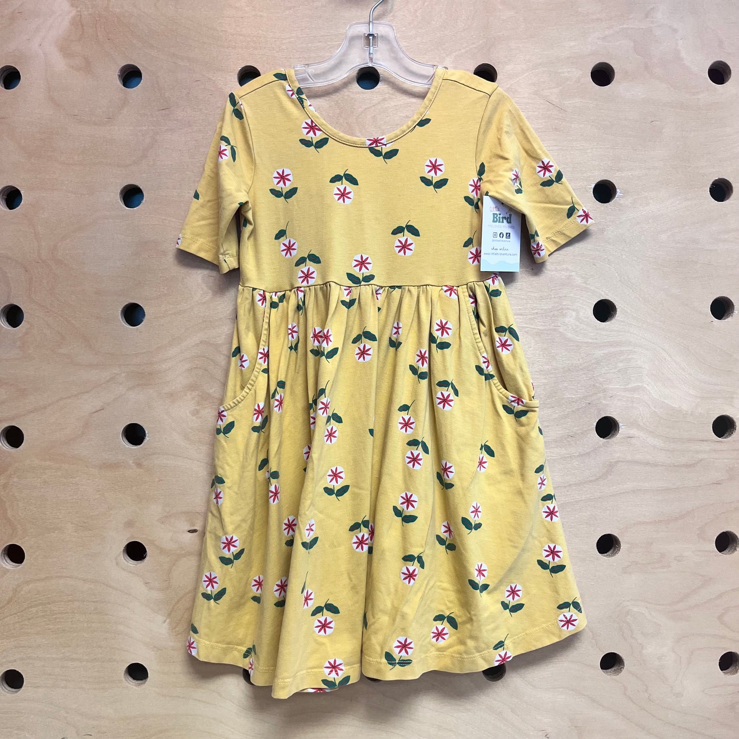 Yellow Floral Pocket Dress