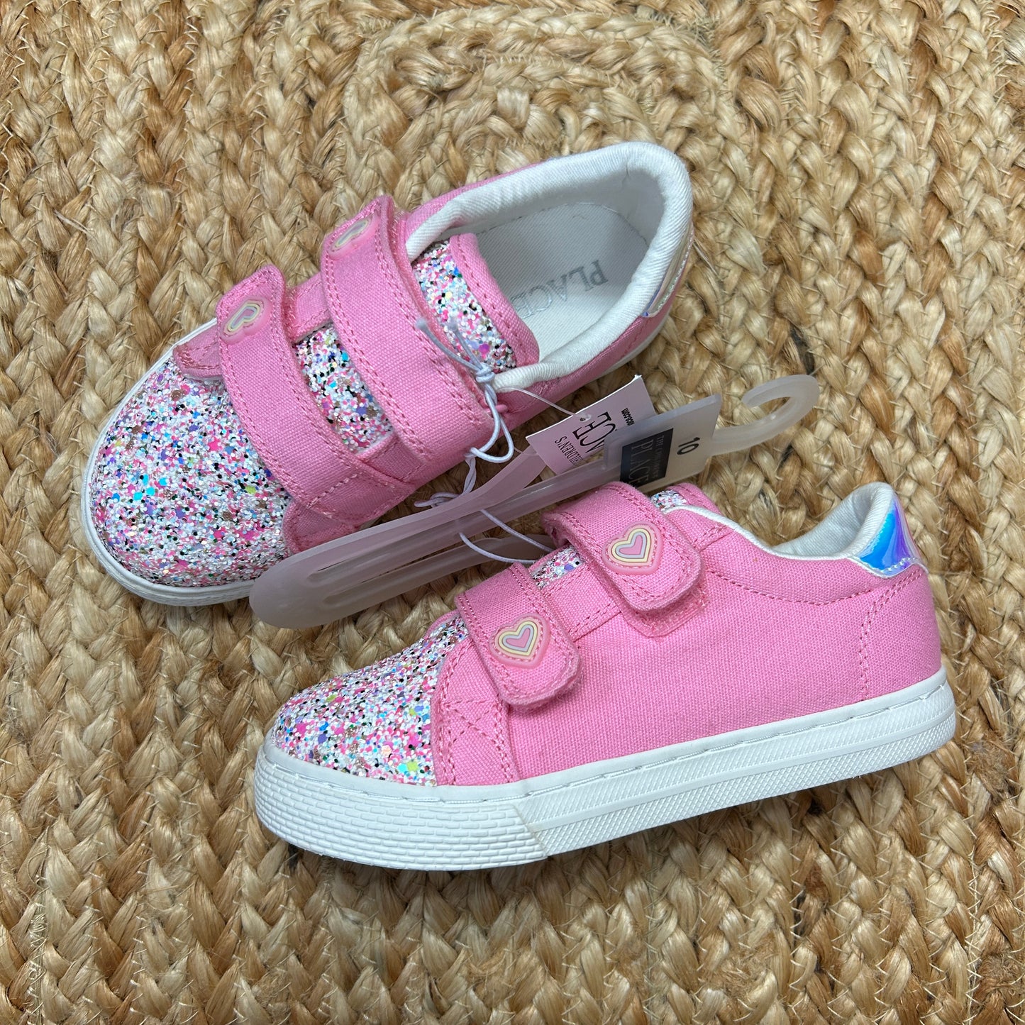 Pink Glitter Velcro Low Tops NEW!