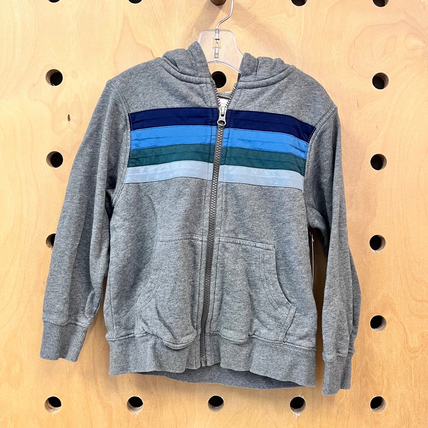 Grey/Blues Striped Hooded Jacket