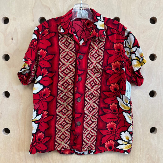 Red Hawaiian Button Up Shirt