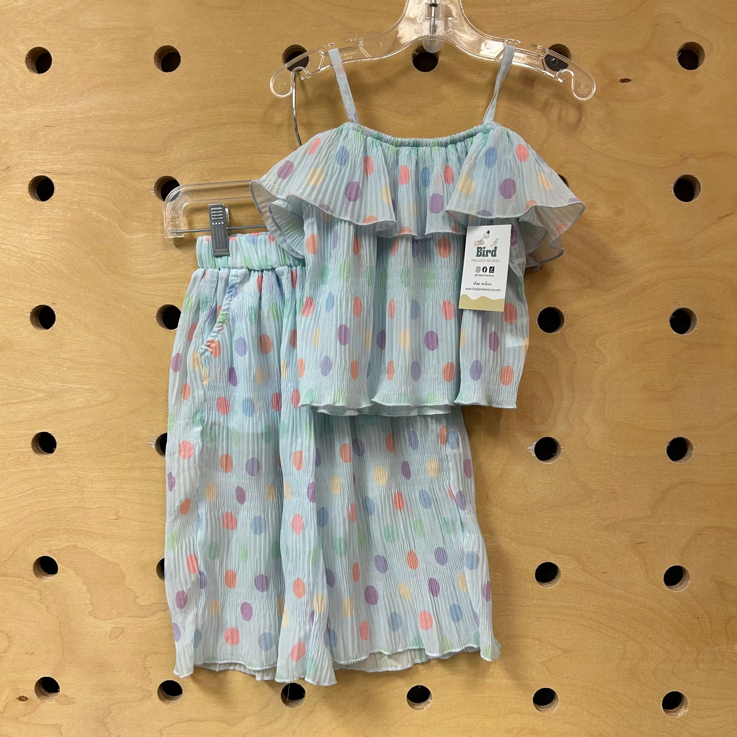 Blue Polka Dot Chiffon Outfit