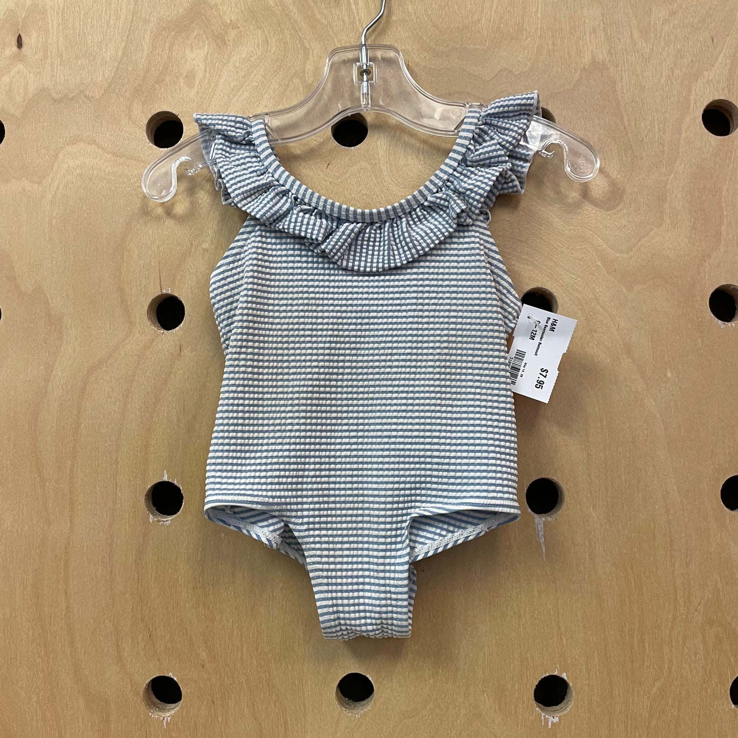 Blue Seersucker Swimsuit