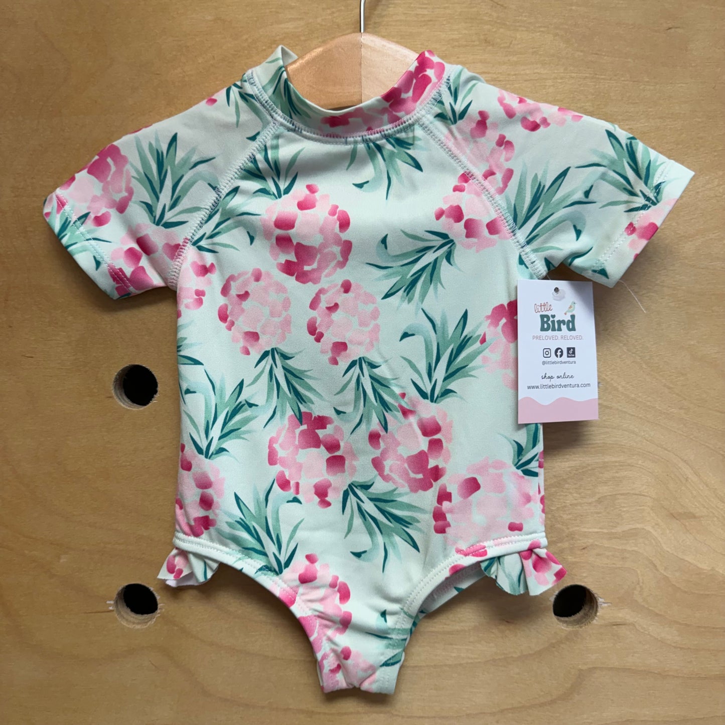 Pink/Green Floral Swimsuit