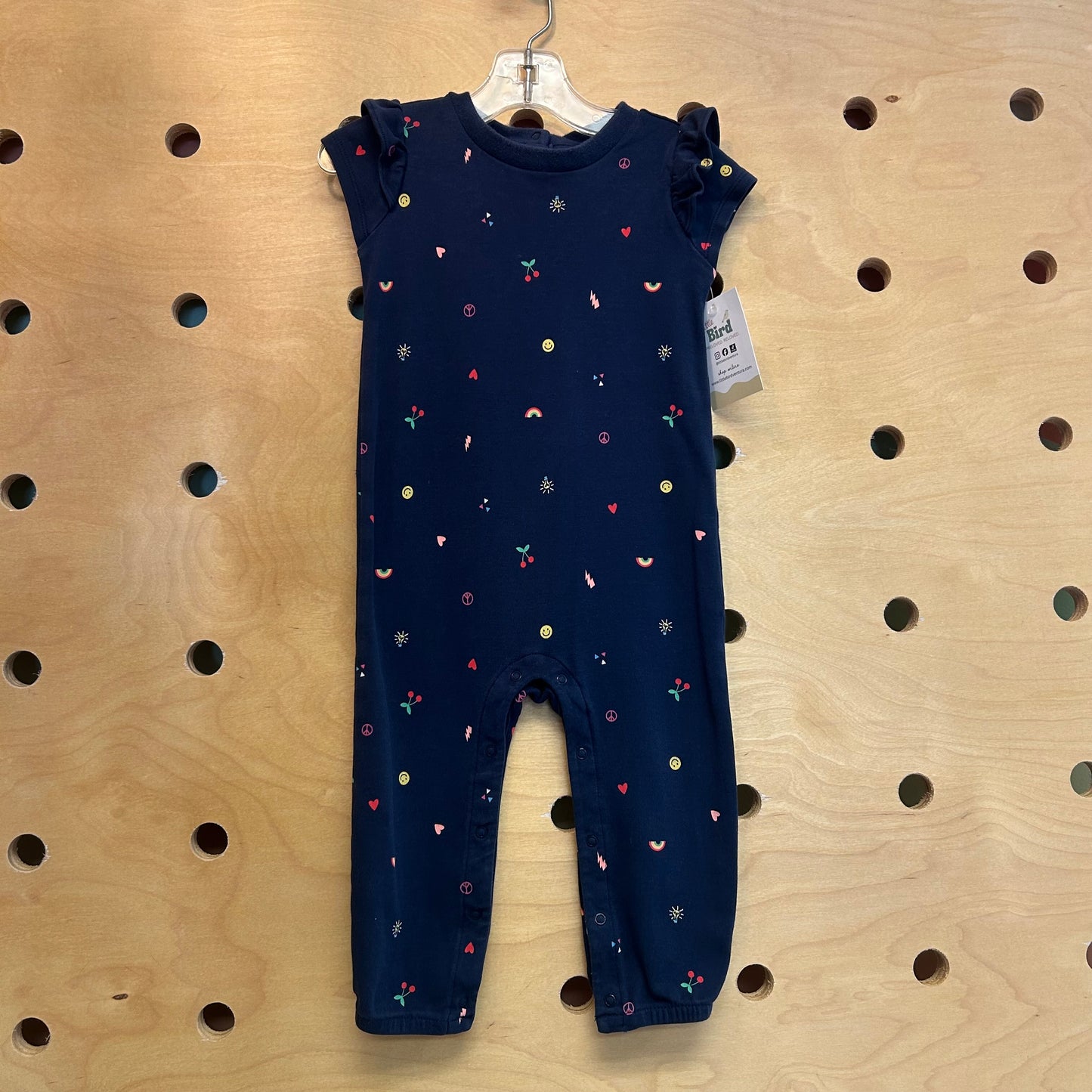 Navy Rainbows/Smileys Romper