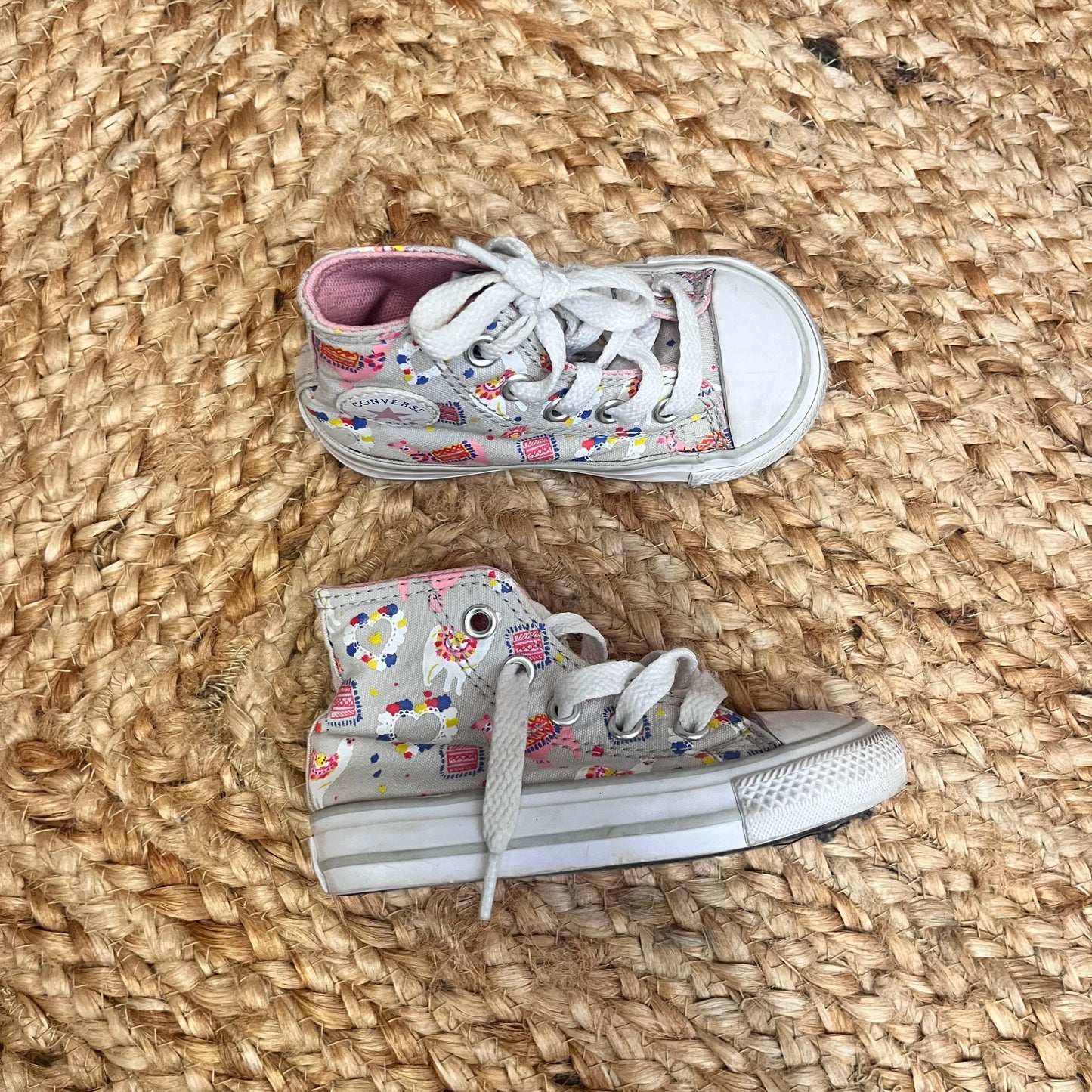 Grey & Colorful Llamas Lace High-Tops