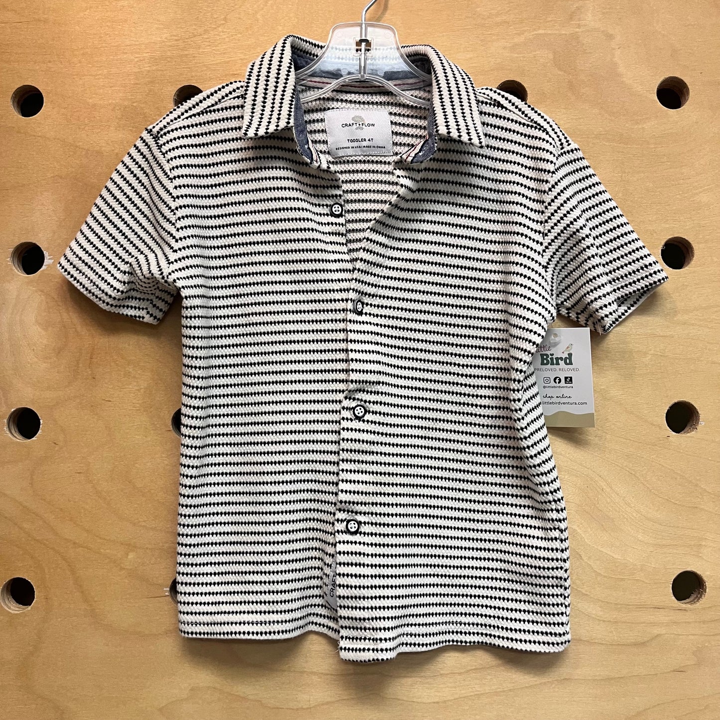 Black/White Striped Textured Shirt