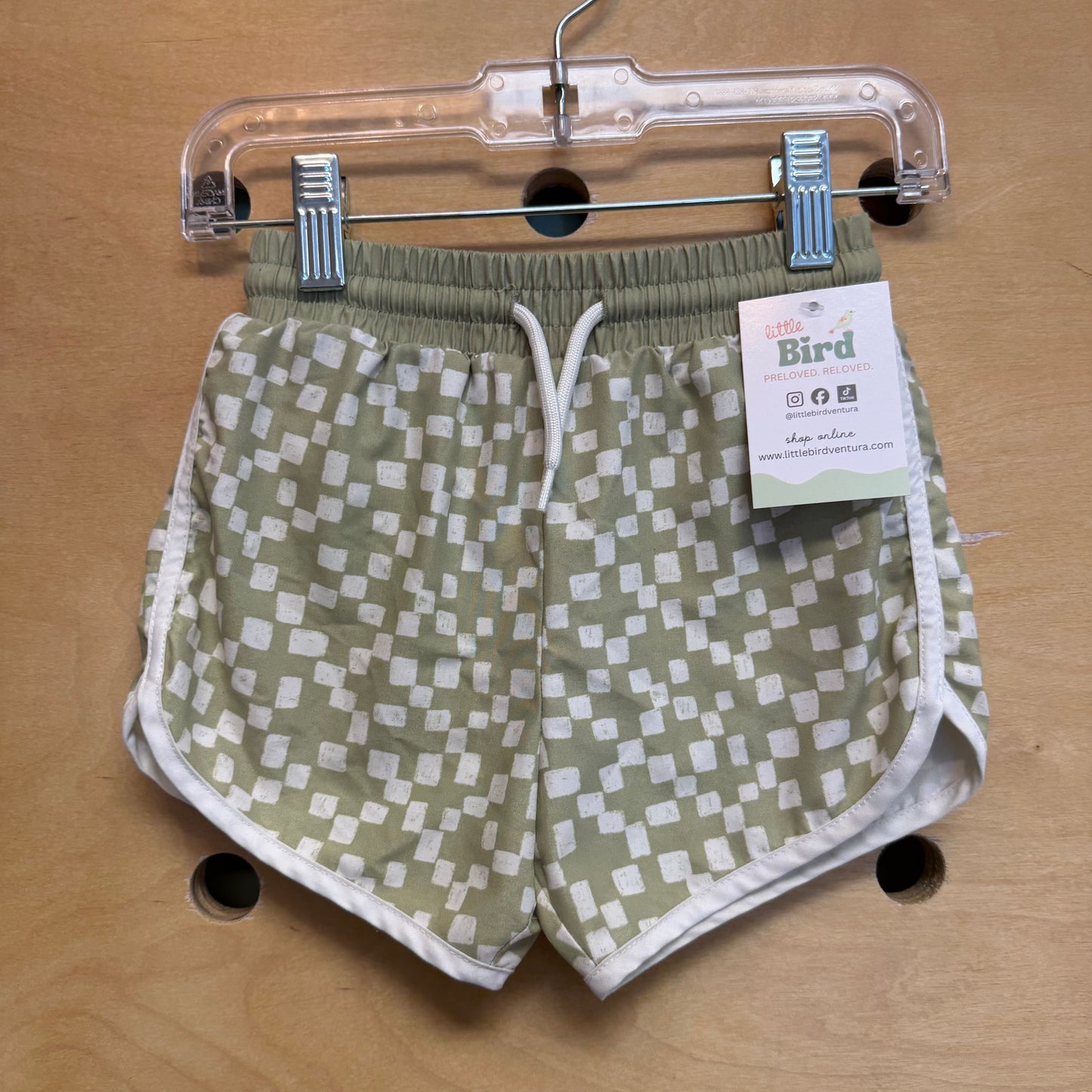 Green Checkered Swim Trunks